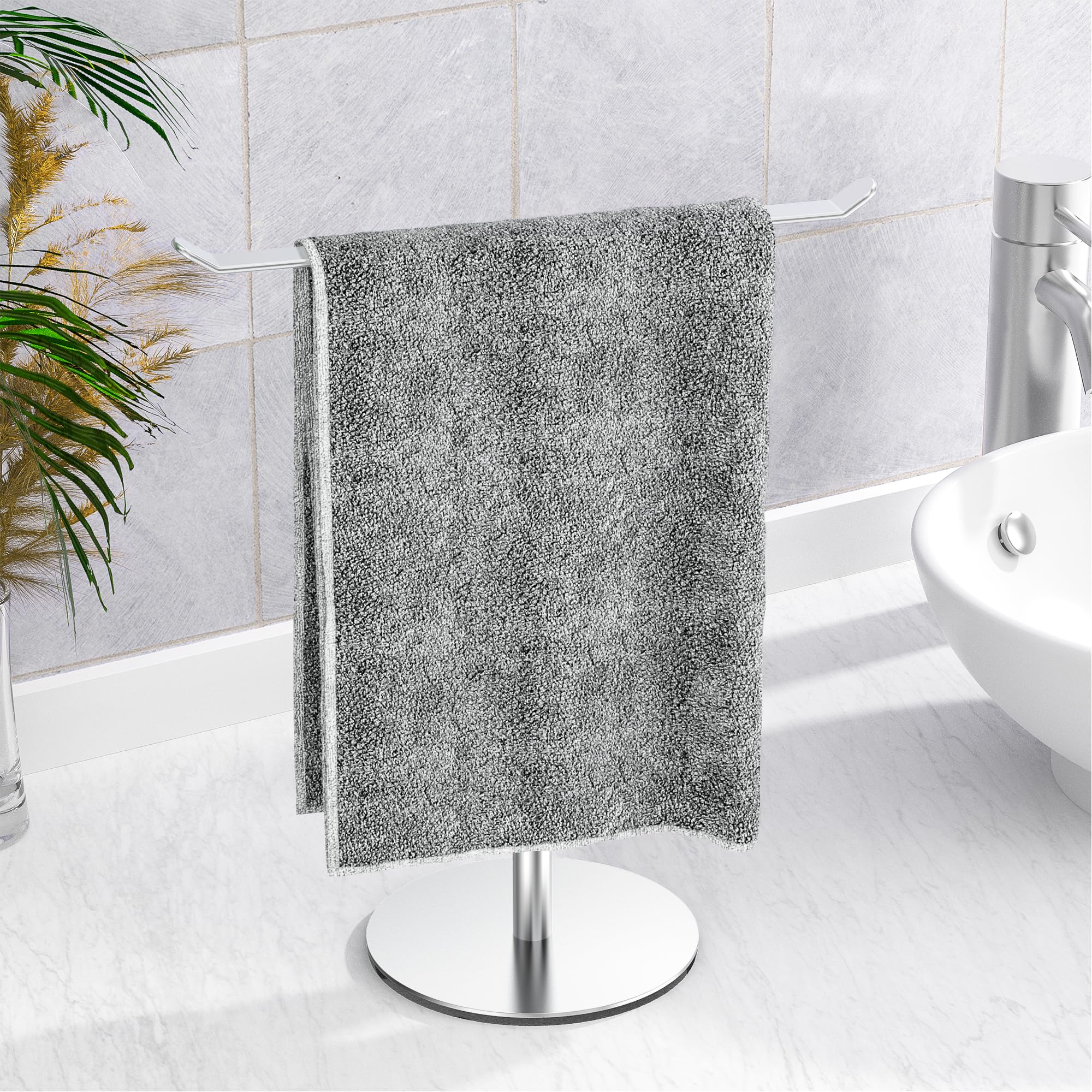 Stainless Steel T-Shape Towel Rack - Bathroom & Kitchen Hand Towel Holder, Headband Organizer - Space Saving Wall Mounted for Bath, Shower, Laundry Room & Dorm Decor