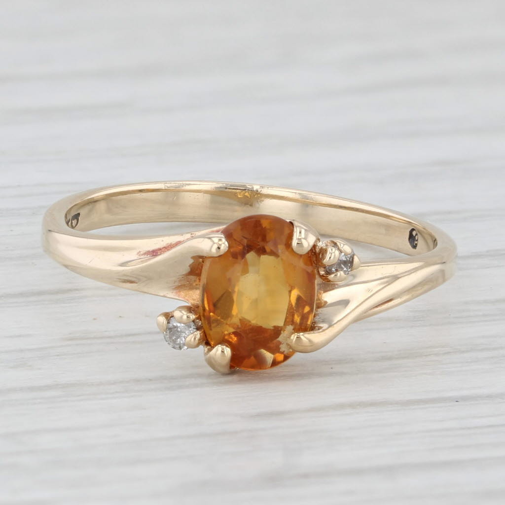 0.70ct Oval Citrine Solitaire Ring in 10k Yellow Gold - Size 6.25 with Diamond Accents | Elegant Birthstone Jewelry for Women, Perfect for Anniversary, Birthday & Special Occasion Gifts