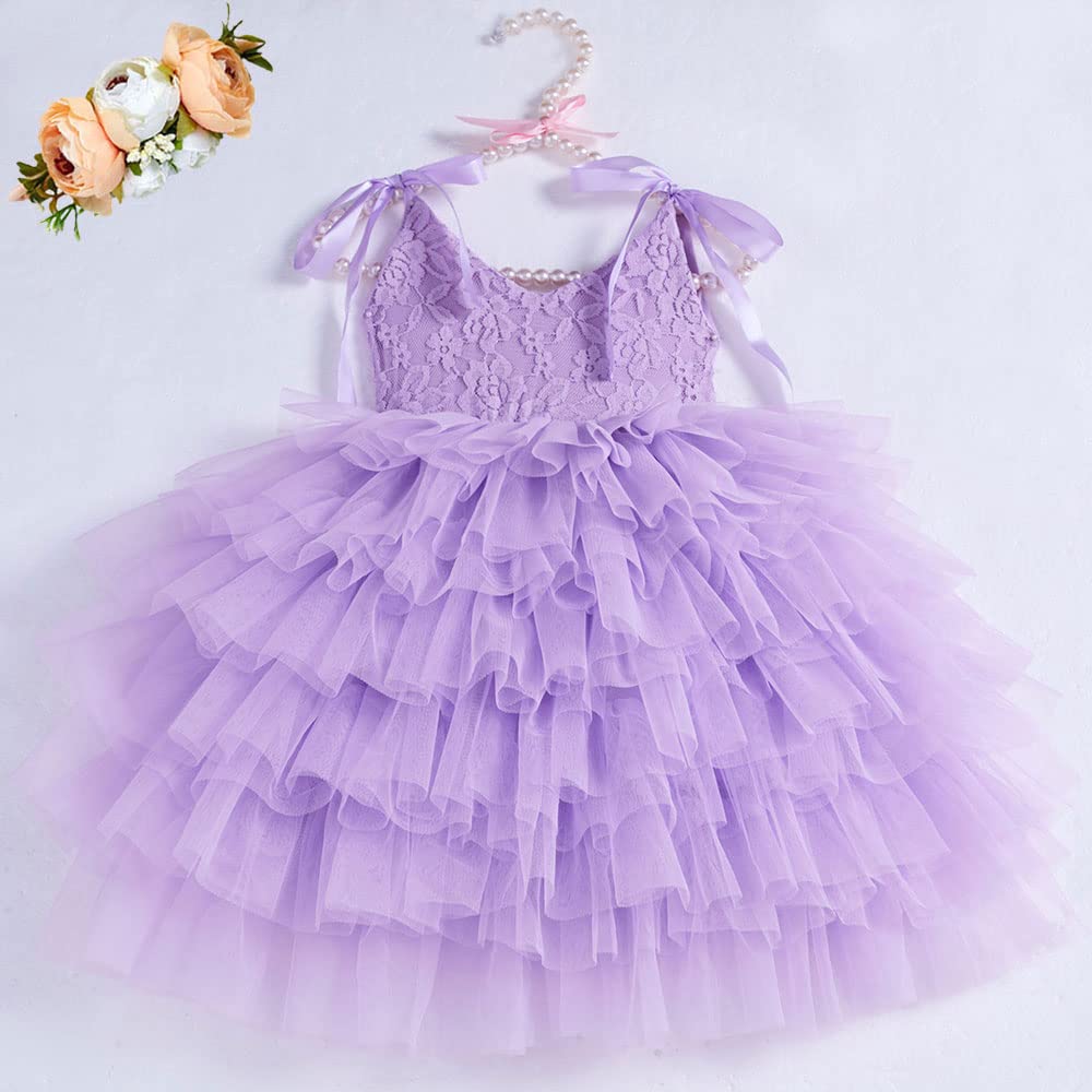 Cilucu Baby Girls Tutu Maxi Dress with Lace - Spaghetti Strap Toddler Formal Gown Floor Length - Perfect for Birthday Parties, Photo Shoots & Special Occasions