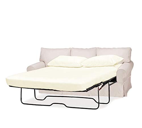 Premium Dense Cotton Sleeper Sofa Cover - Fits Pottery Barn PB Basic 3-Seat Sleeper Sofa Bed | Durable White 3-Seater Slipcover for Living Room, Guest Room & Home Theater Comfort