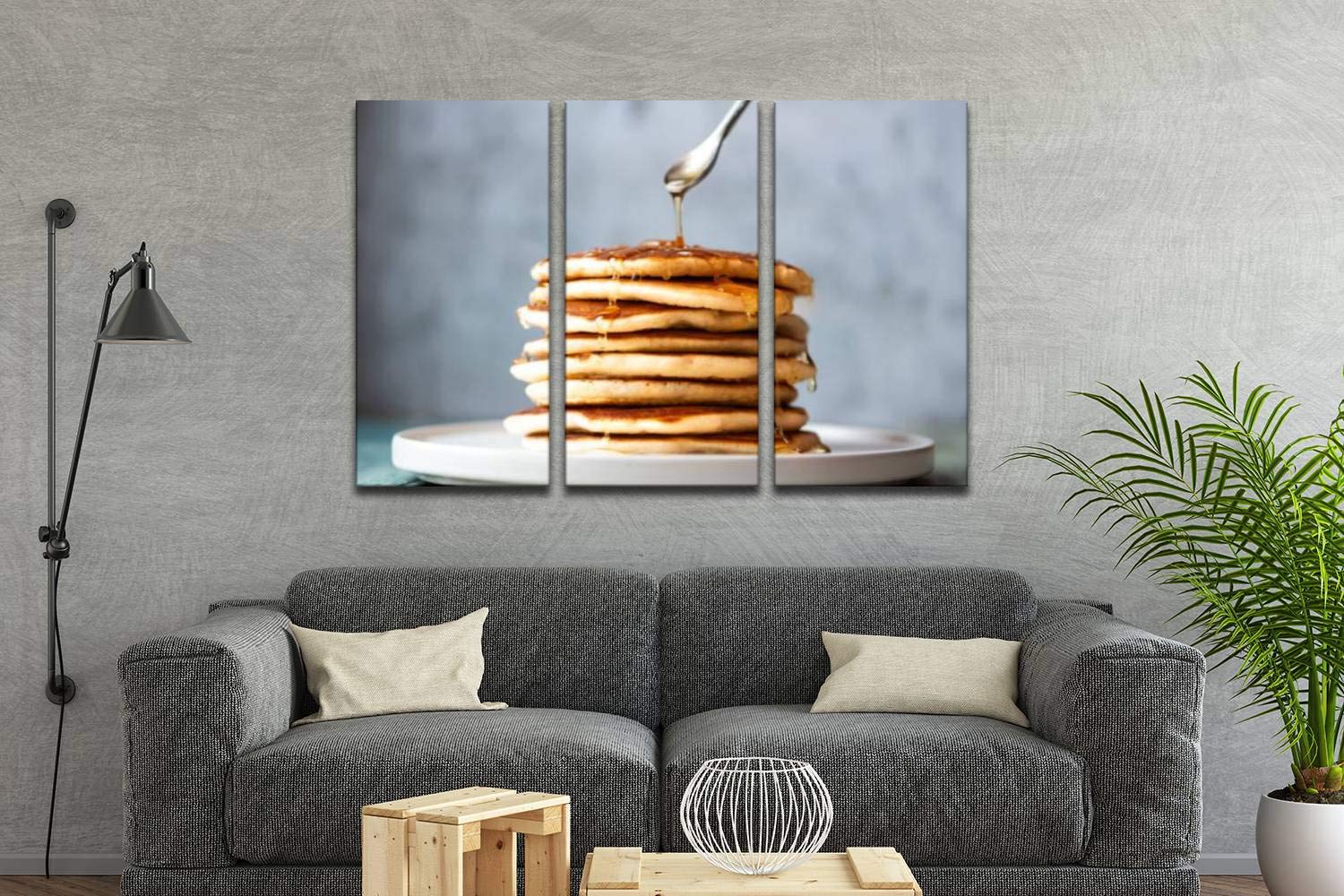 Blaverr 3-Panel Pancake Wall Art - Modern Canvas Prints for Living Room & Bedroom Decor