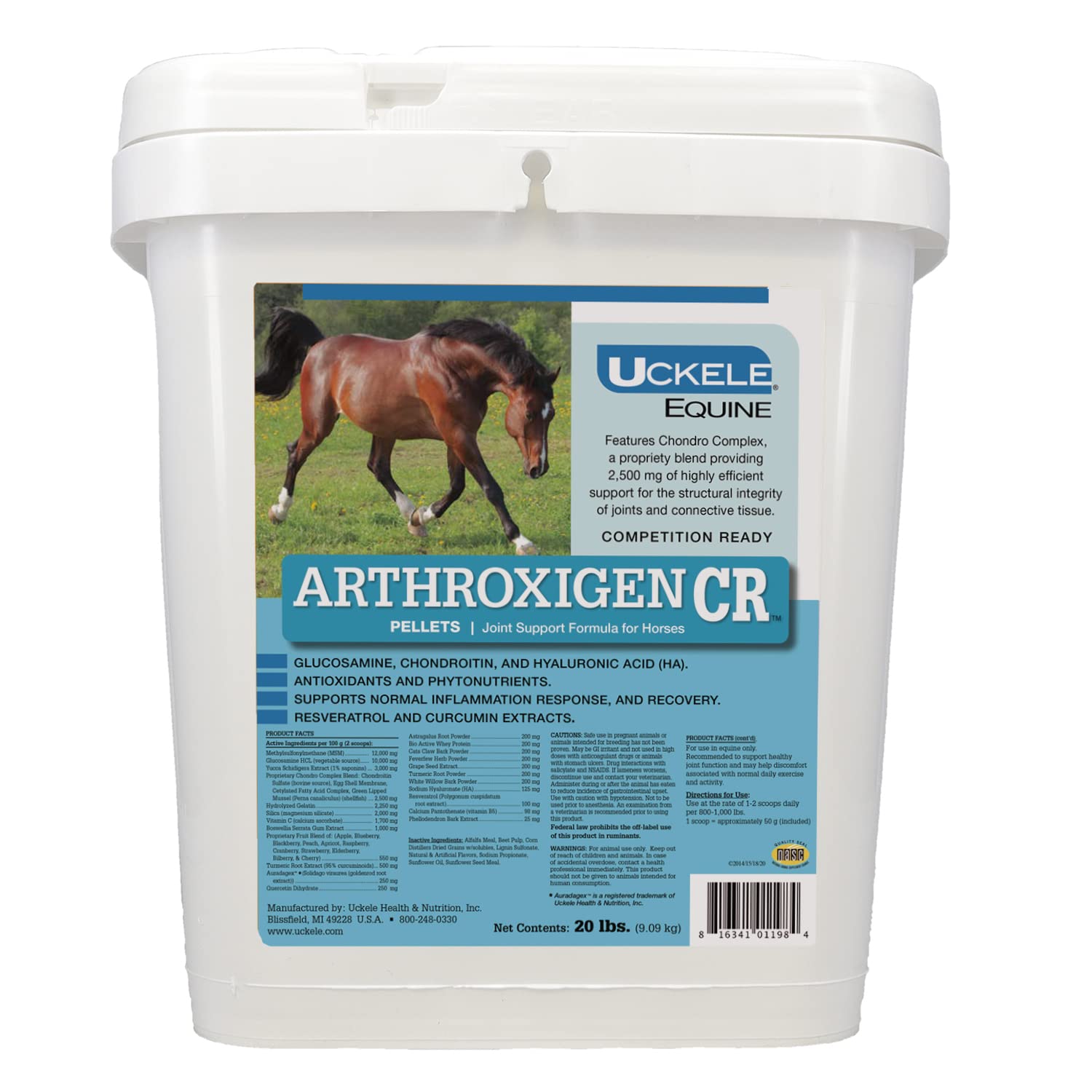 Uckele Arthroxigen Pellets - Premium Joint Supplement for Horses with Vitamins & Minerals - 20lb Bag - Supports Mobility & Performance for Training, Competition & Recovery