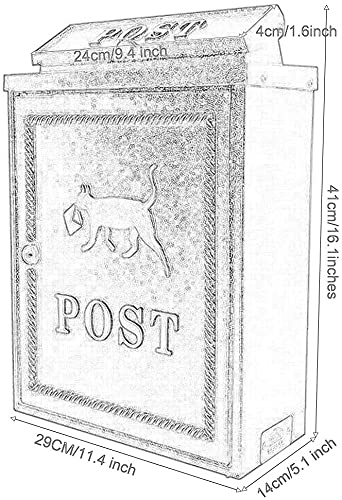 Lockable Outdoor Mailbox - Galvanized Metal, Waterproof & Rust Resistant Letter Box for House & Office - Modern Large Capacity Design - Perfect for Porch, Garden & Driveway Installation