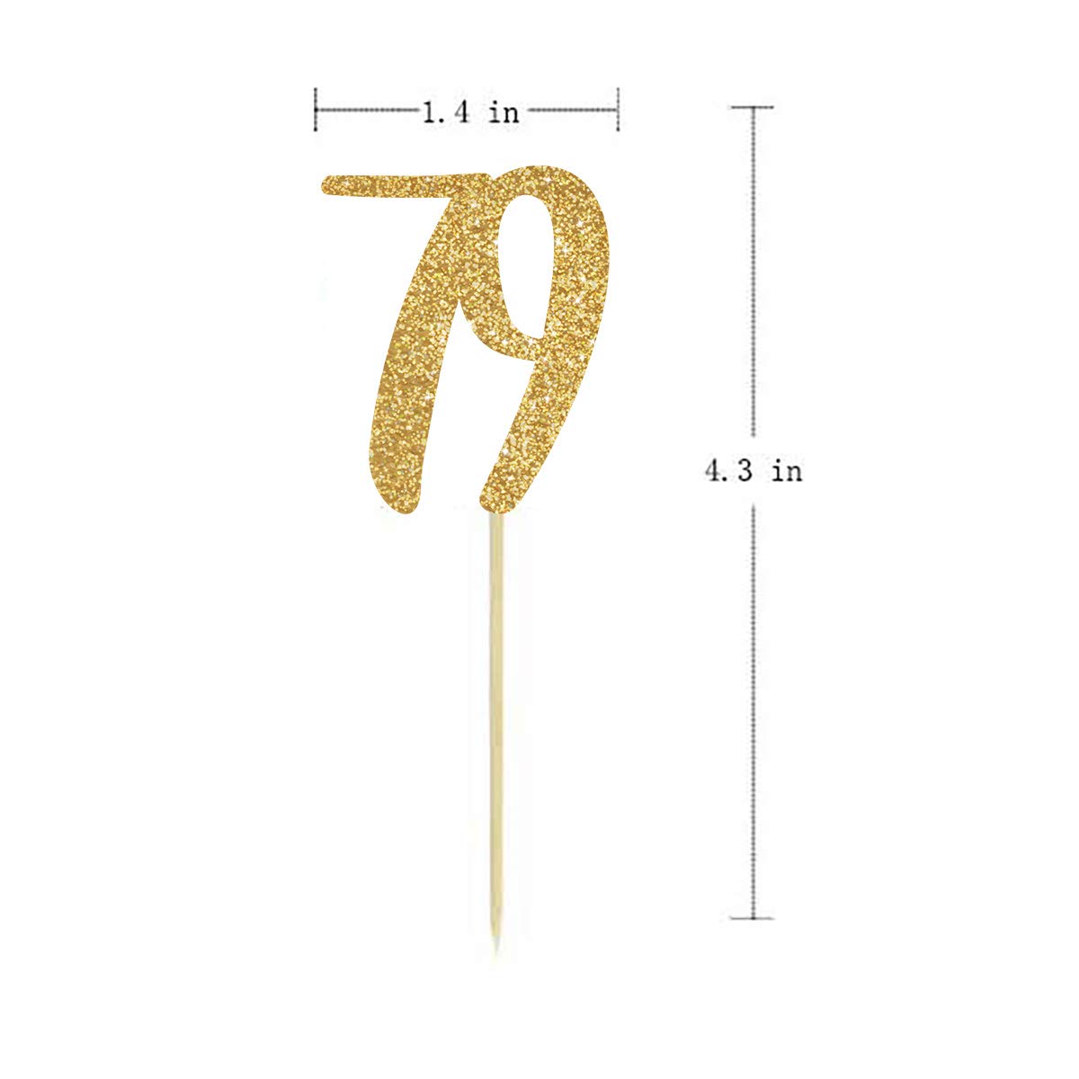 Gold Happy 79th Birthday Cupcake Toppers - 24-Pack Glitter Number 79 Cake Decorations for Anniversary Party, Retirement Celebration & Milestone Birthday