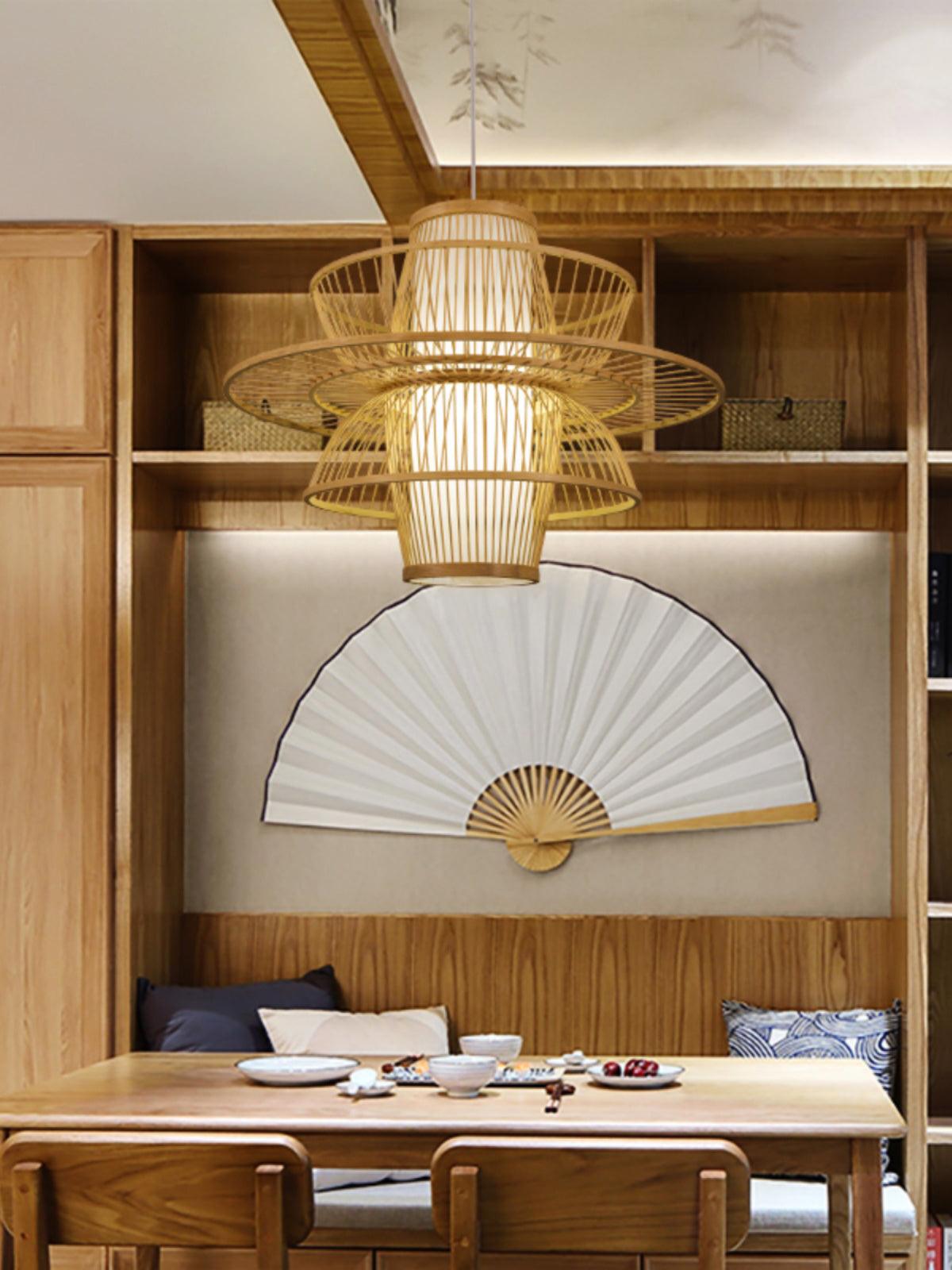 Handmade Sigyn Bamboo Pendant Light - Natural Eco-Friendly Hanging Lamp for Living Room, Bedroom & Dining Room Decoration