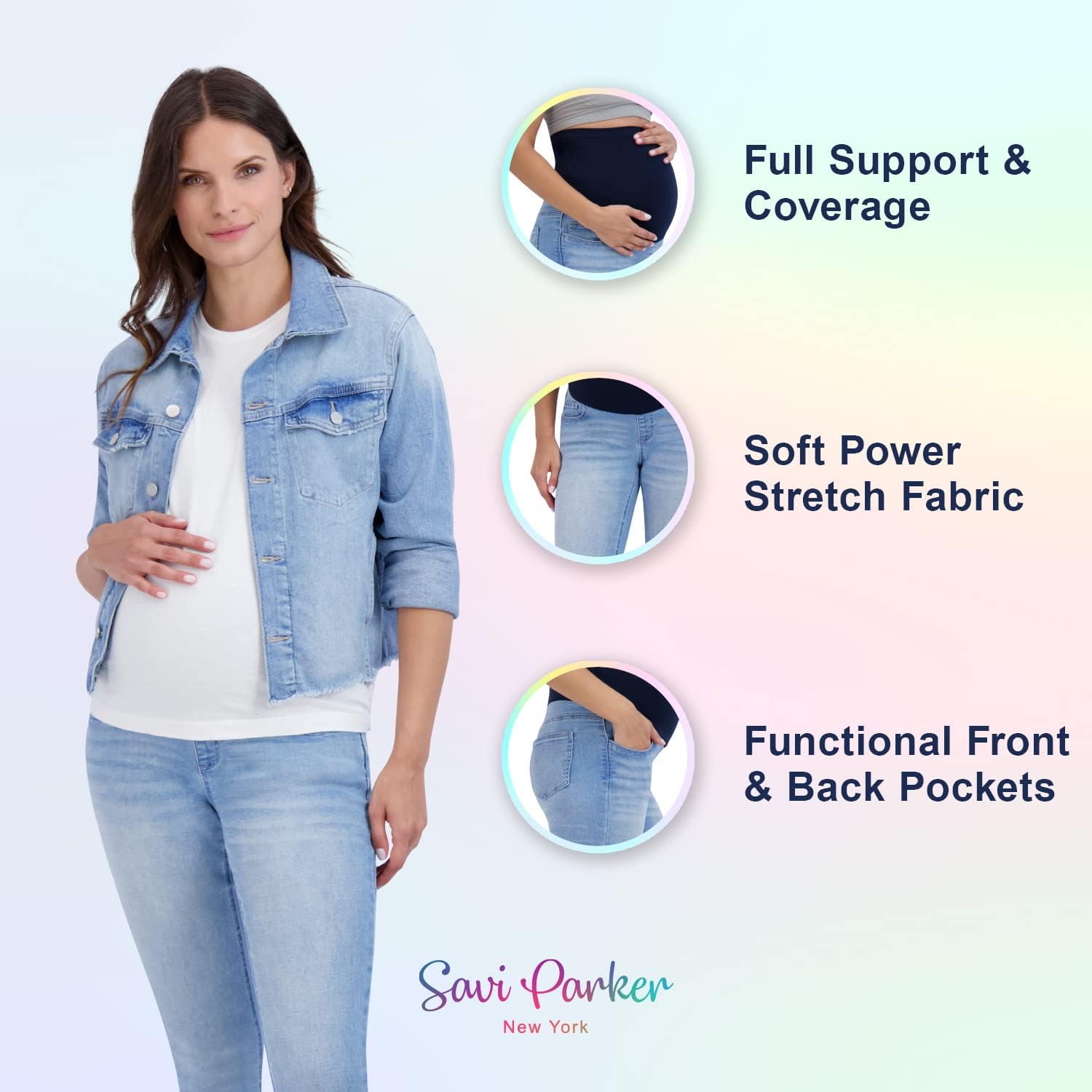 Savi Parker Women's Maternity Jeans Over The Belly - Stretchy Pregnancy Pants for All Seasons with 27