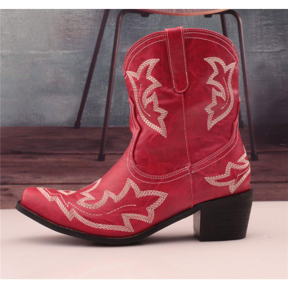 SO SIMPOK Women's Classic Cowgirl Boots - Retro Western Ankle Boots with Embroidered Design for Ladies | Perfect for Country Dancing, Rodeo Events & Western Fashion Outfits