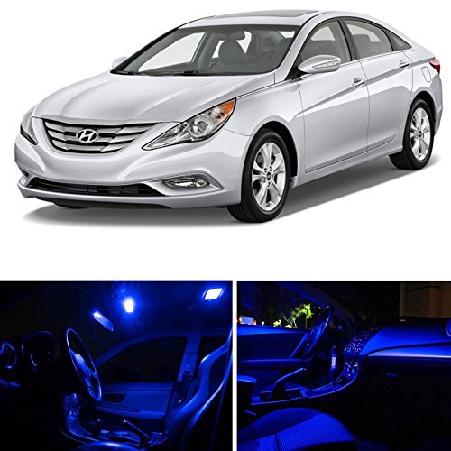 2011-2014 Hyundai Sonata with Sunroof Interior LED Light Replacement Kit - 9 Piece Blue Accessories Package | Upgrade Car Cabin Lighting for Night Driving & Enhanced Visibility