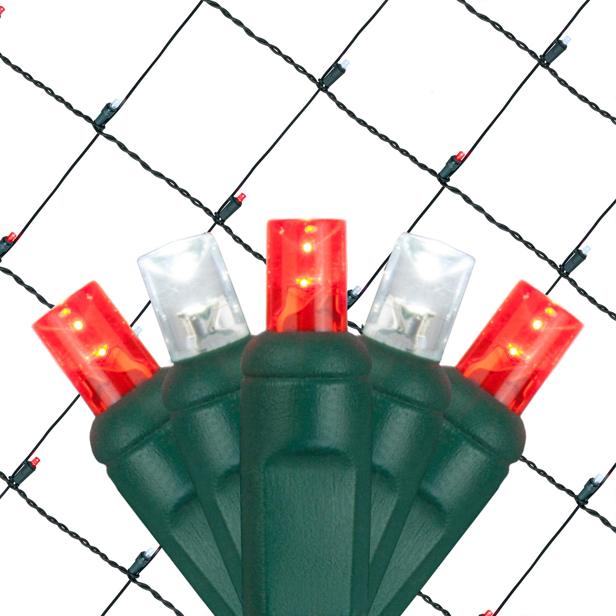 100 LED Red and White Christmas Net Lights for Outdoor Holiday Decorations - 4x6 ft 5mm String Lights for Hedges, Bushes, Trees, and House Exteriors - Perfect for Christmas, Halloween, and Party Decor