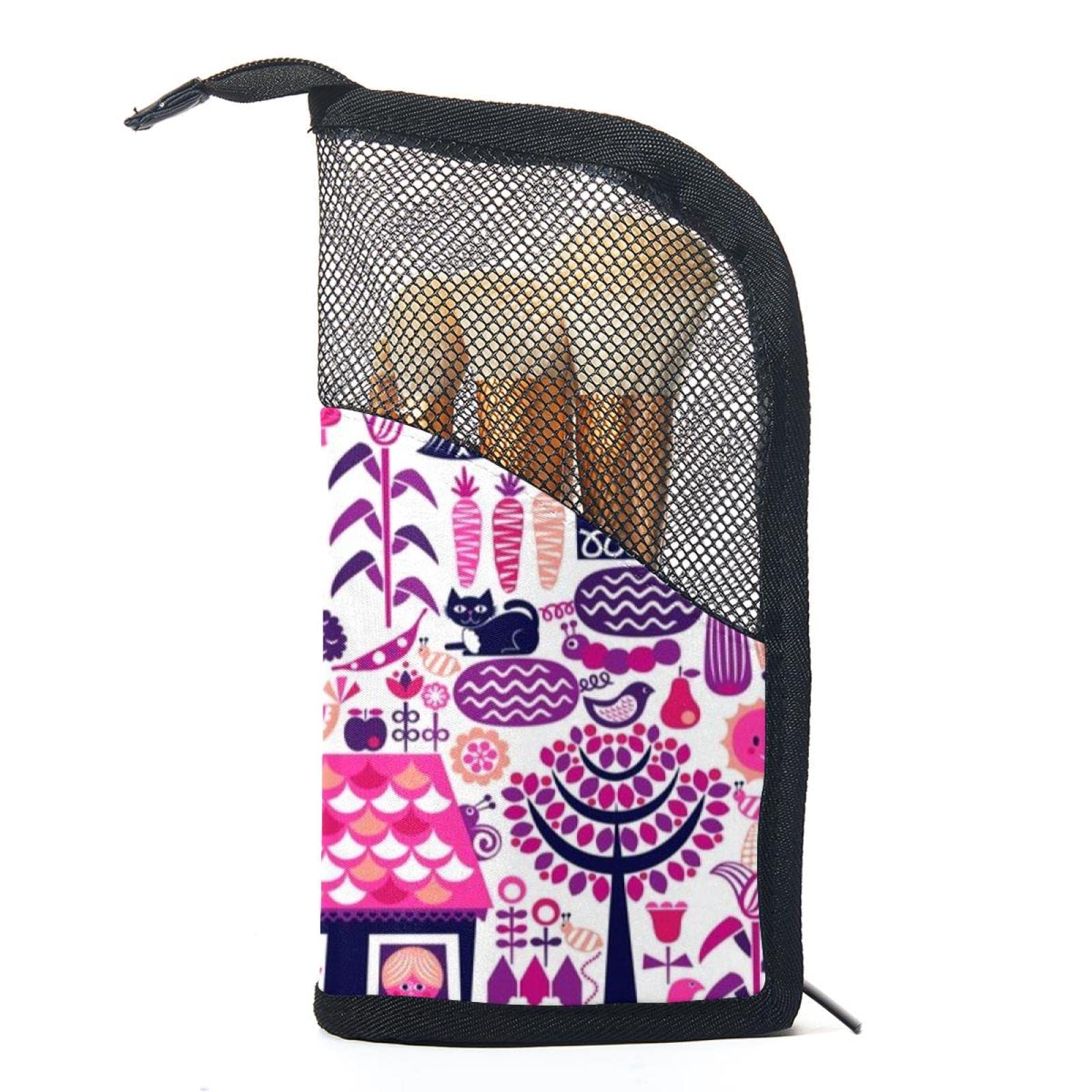 12-Piece Makeup Brush Organizer Bag with Portable Holder Case - Perfect for Travel, Home Vanity & Professional Makeup Artists | Eggplant Tree Garden Design