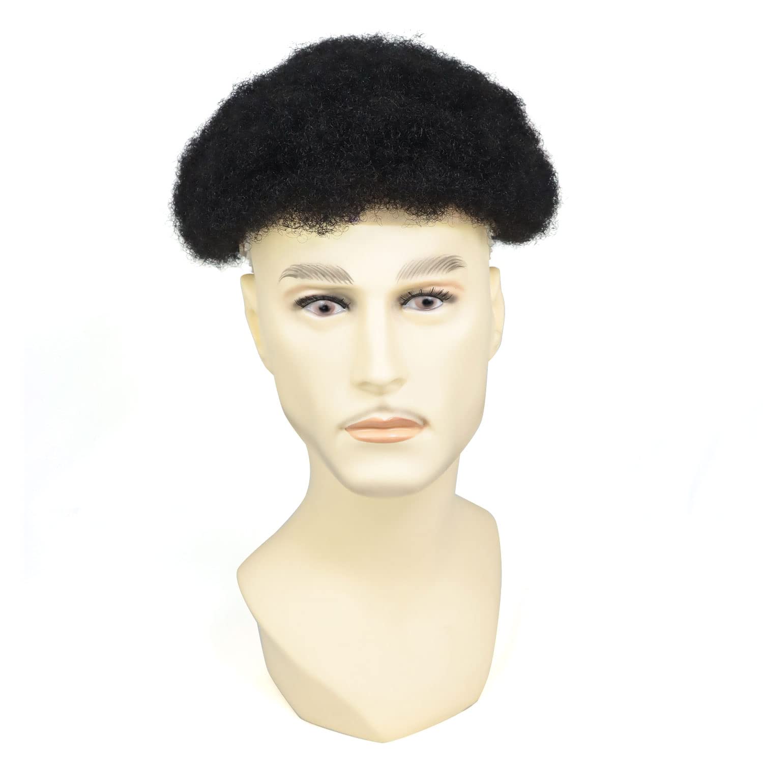 Premium Swiss Lace Toupee for Men - 8x10 Inch Afro Curly Human Hair Replacement System (120% Density, Natural Black) - Ideal for Daily Wear, Special Occasions & Hair Loss Solutions