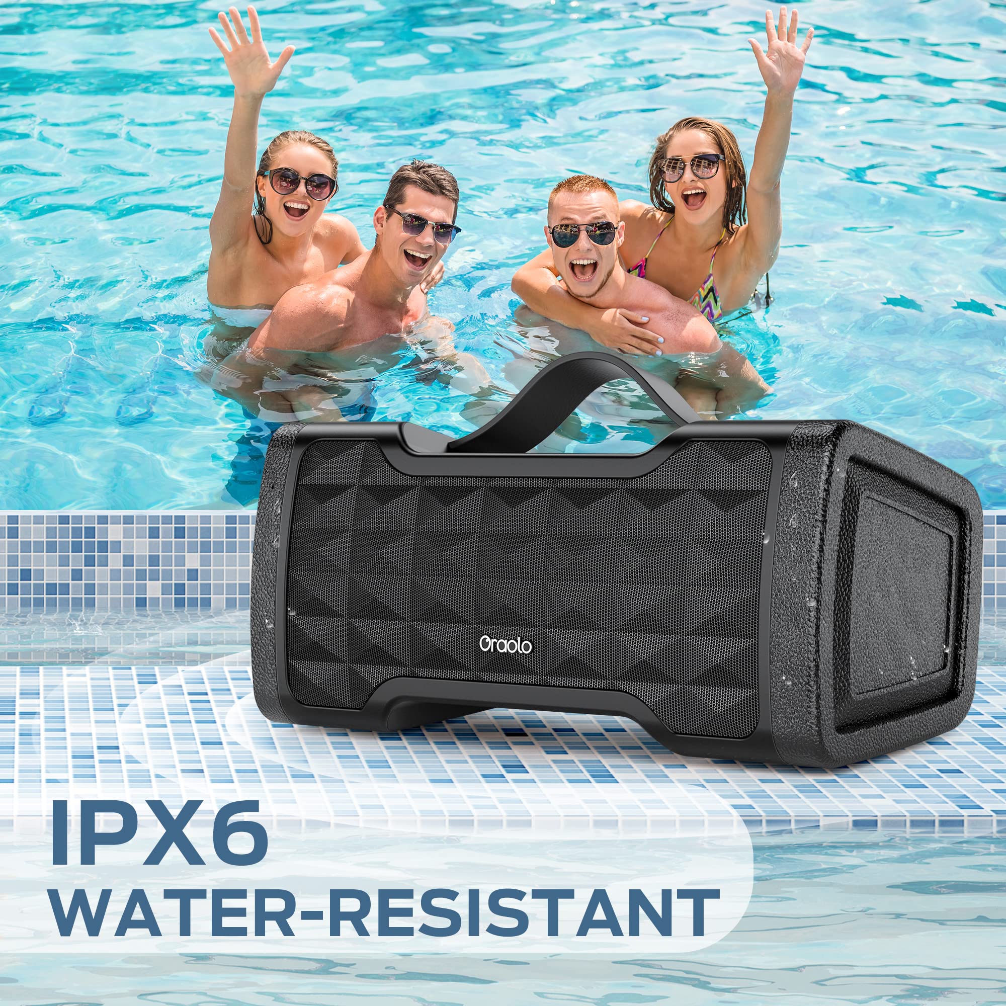 Oraolo 40W Portable Bluetooth Speaker with Stereo Sound, IPX6 Waterproof, USB/AUX Input, Built-in Mic - Perfect for Home Parties, Outdoor Adventures & Travel