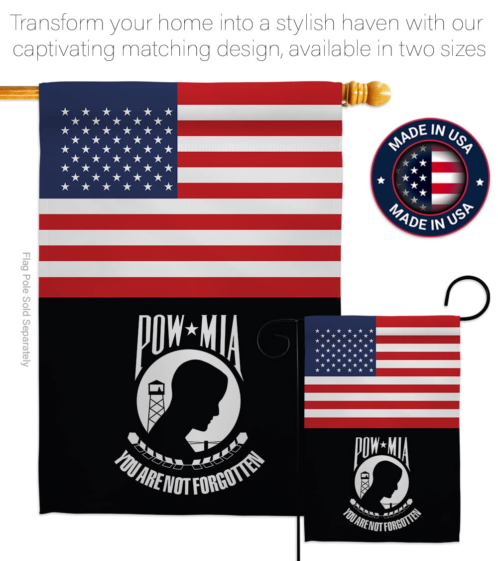 US POW/MIA Garden Flag Set with Stand - Military Veteran Honor Gift for Yard & Home Decor