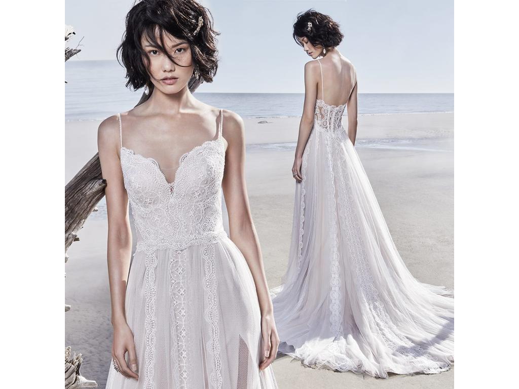 Sottero and Midgley Olson Sample Wedding Gown - Elegant Lace Bridal Dress for Bride, Perfect for Church Ceremony & Outdoor Wedding Photography