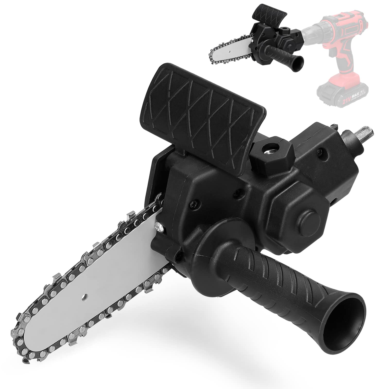 4 Inch Electric Drill to Chainsaw Attachment - Convert Drill into Electric Chainsaw - Wood Cutting Tool Set for DIY Woodworking, Carpentry & Garden Pruning - Black Power Tool Accessory (Perfect for Tree Branch Trimming, Firewood Cutting & Home Improvement Projects)