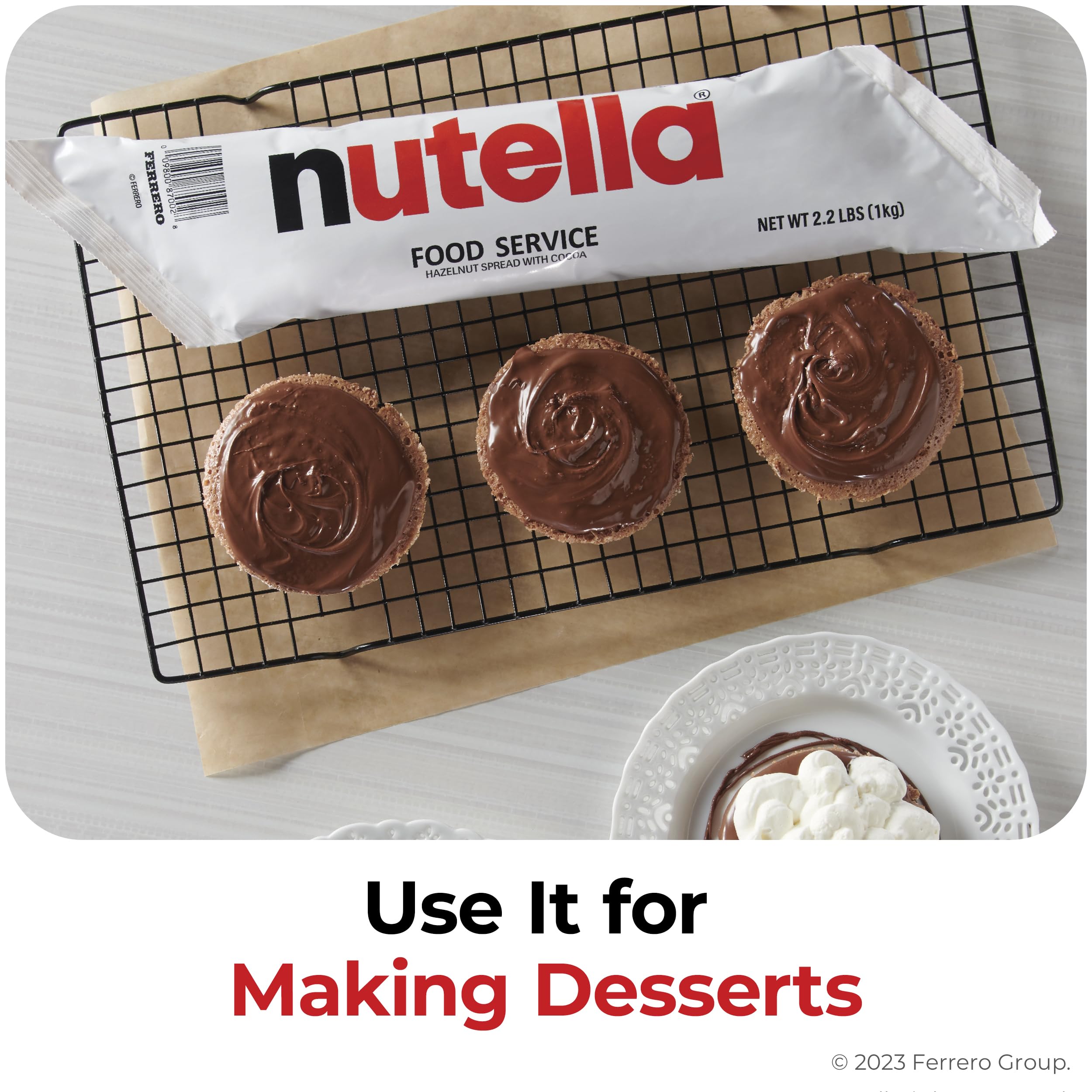 Nutella Hazelnut Spread Piping Bags - 6 Pack (211.2 oz Total) - Premium Baking Supplies for Restaurants, Bakeries & Home Chefs - Perfect for Cake Decorating, Pastry Filling & Dessert Topping