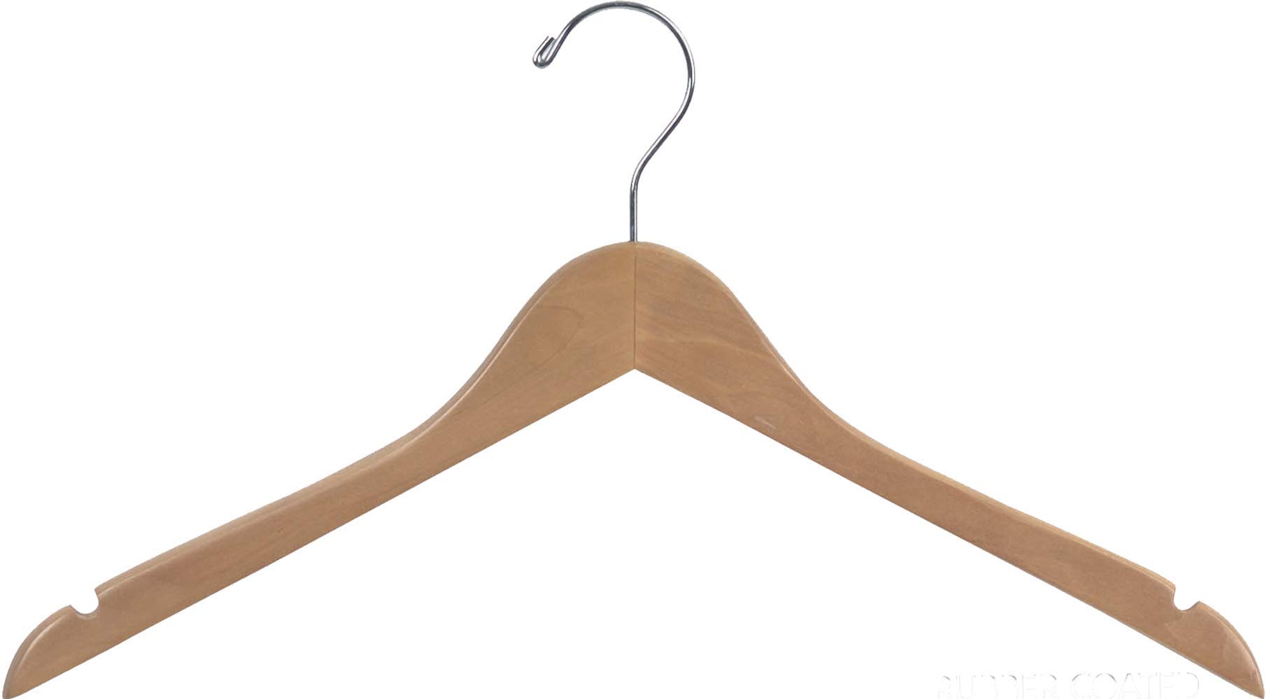 Premium Rubberized Wooden Clothes Hangers - Space Saving Flat Design with Chrome Swivel Hook & Notch for Shoulder Support (Set of 50) - Ideal for Closet Organization, Retail Stores & Luxury Garment Display by The Great American Hanger Company