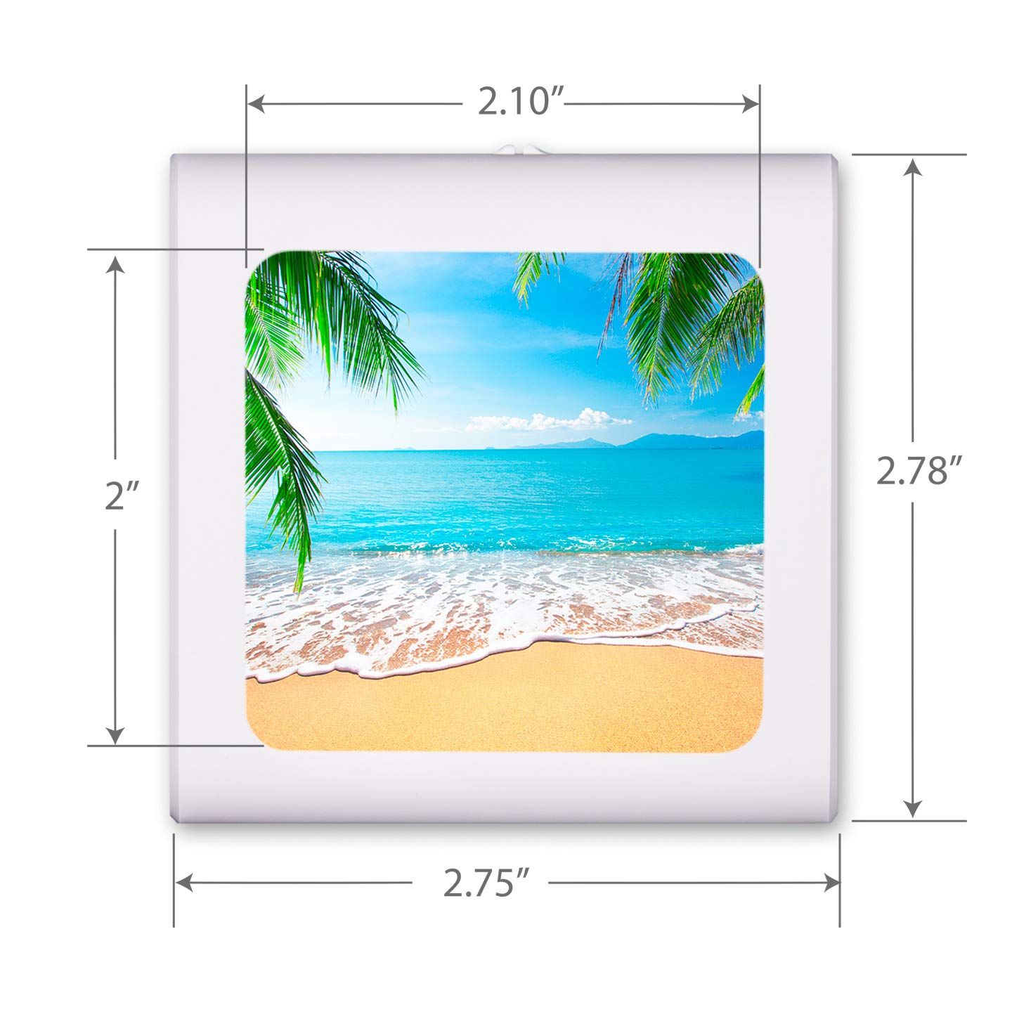 Dimmable LED Night Light with Auto On/Off Sensor, Adjustable Brightness & Warm White Light - Perfect for Bathroom, Hallway, Nursery & Bedroom - Creates a Relaxing Beach Ambience at Home