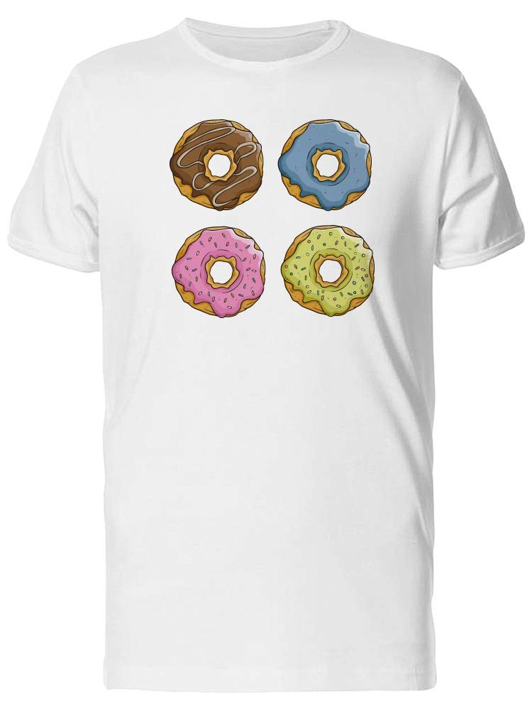 Men's Four Glazed Donuts Graphic T-Shirt - Soft Cotton Casual Tee for Everyday Wear & Donut Lovers