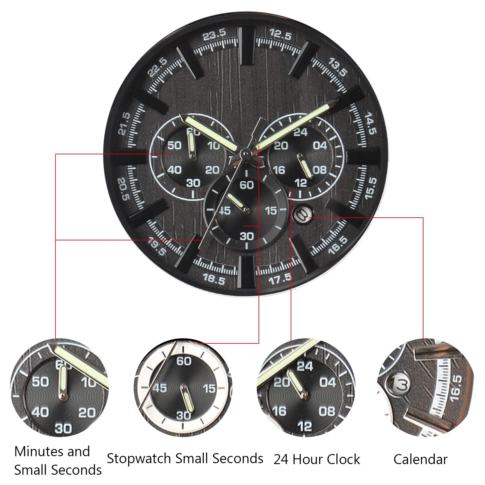 RORIOS Men's Wooden Watch - Waterproof Analog Quartz Wristwatch, Natural Handmade Wooden Chronograph Watch for Men | Perfect for Outdoor Activities, Casual Wear & Unique Gifts