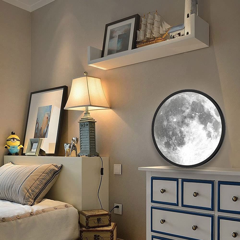 Moon LED Wall Sconce with Mirror - Glass Wall Light for Bedroom & Living Room