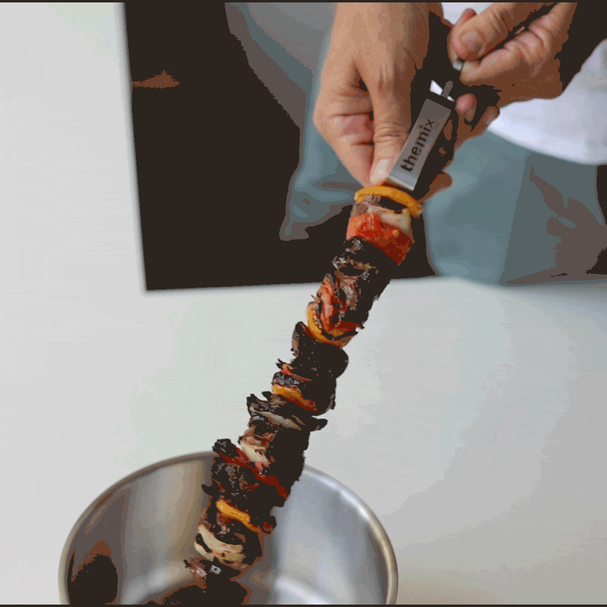 Stainless Steel Sliding BBQ Skewers - Set of 4 for Grilling, Camping & Outdoor Cooking - Perfect for Kabobs, Shish Kebabs & Meat Skewers