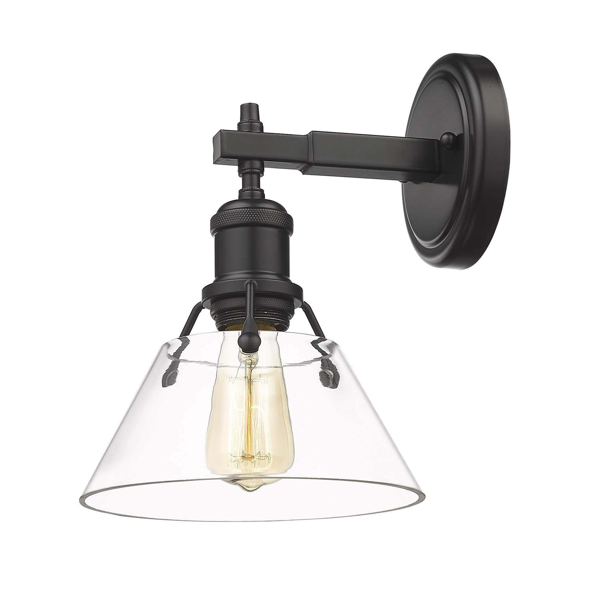 Orwell 1-Light Bathroom Vanity Light Fixture in Matte Black with Clear Glass Shade - Perfect for Modern Bathrooms, Powder Rooms, and Home Decor