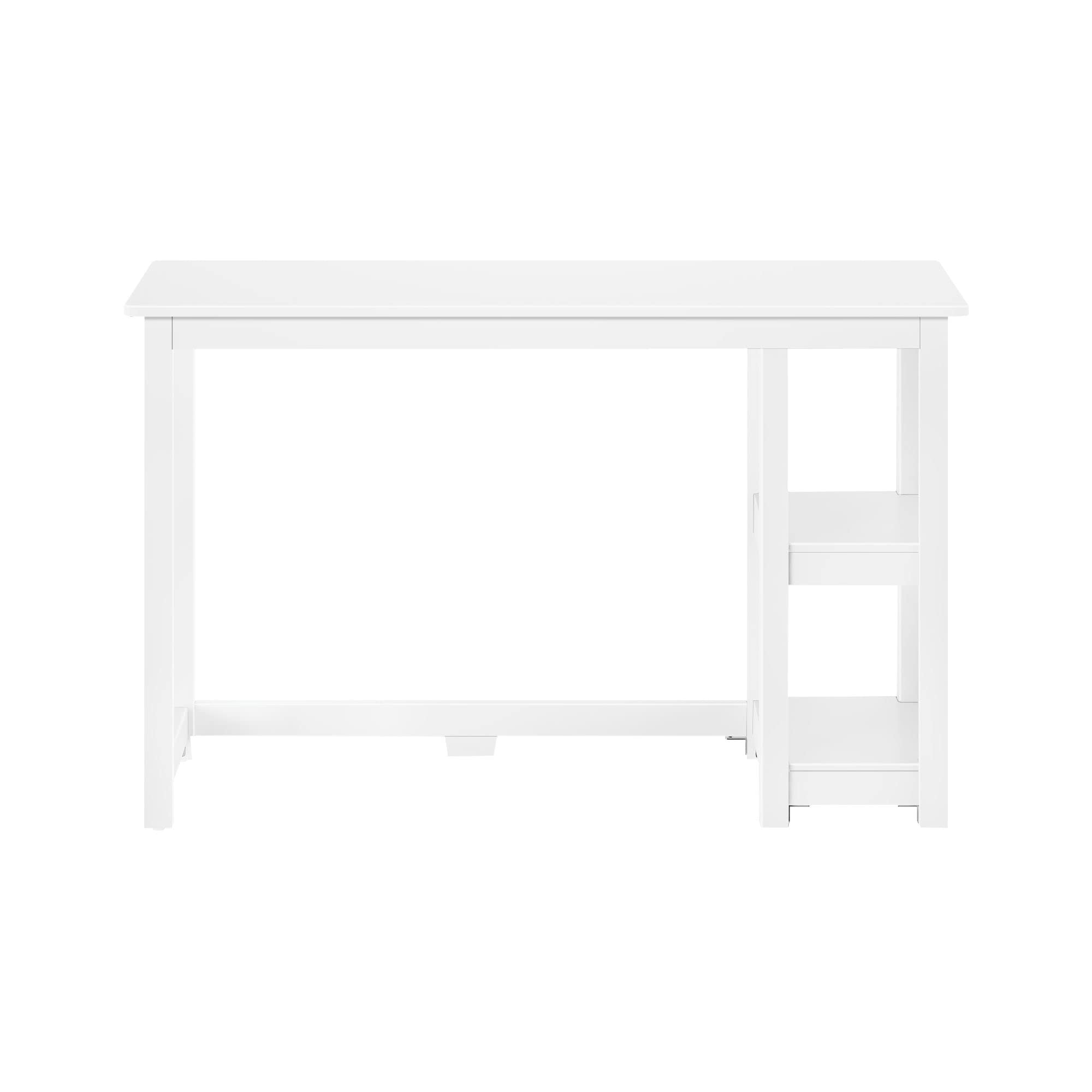 Max & Lily 47 Inch Solid Wood Study Desk with Storage Shelves - White - Perfect for Home Office, Kids Room, and Dormitory Organization