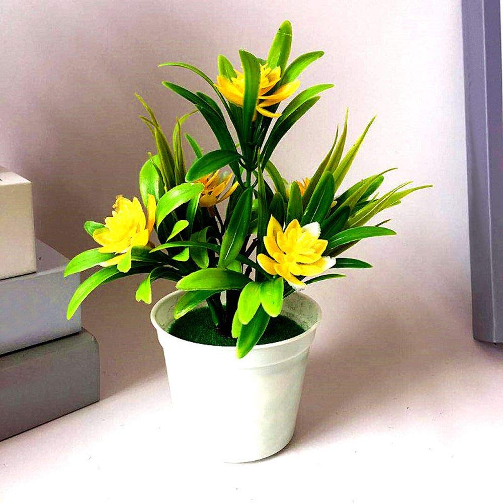 Artificial Flowers and Plants - Small Bonsai Tree Potted Lotus Decor for Home, Office, Garden, Party | Fake Plants for Indoor & Outdoor Decoration, Wedding Centerpieces, Tabletop Displays
