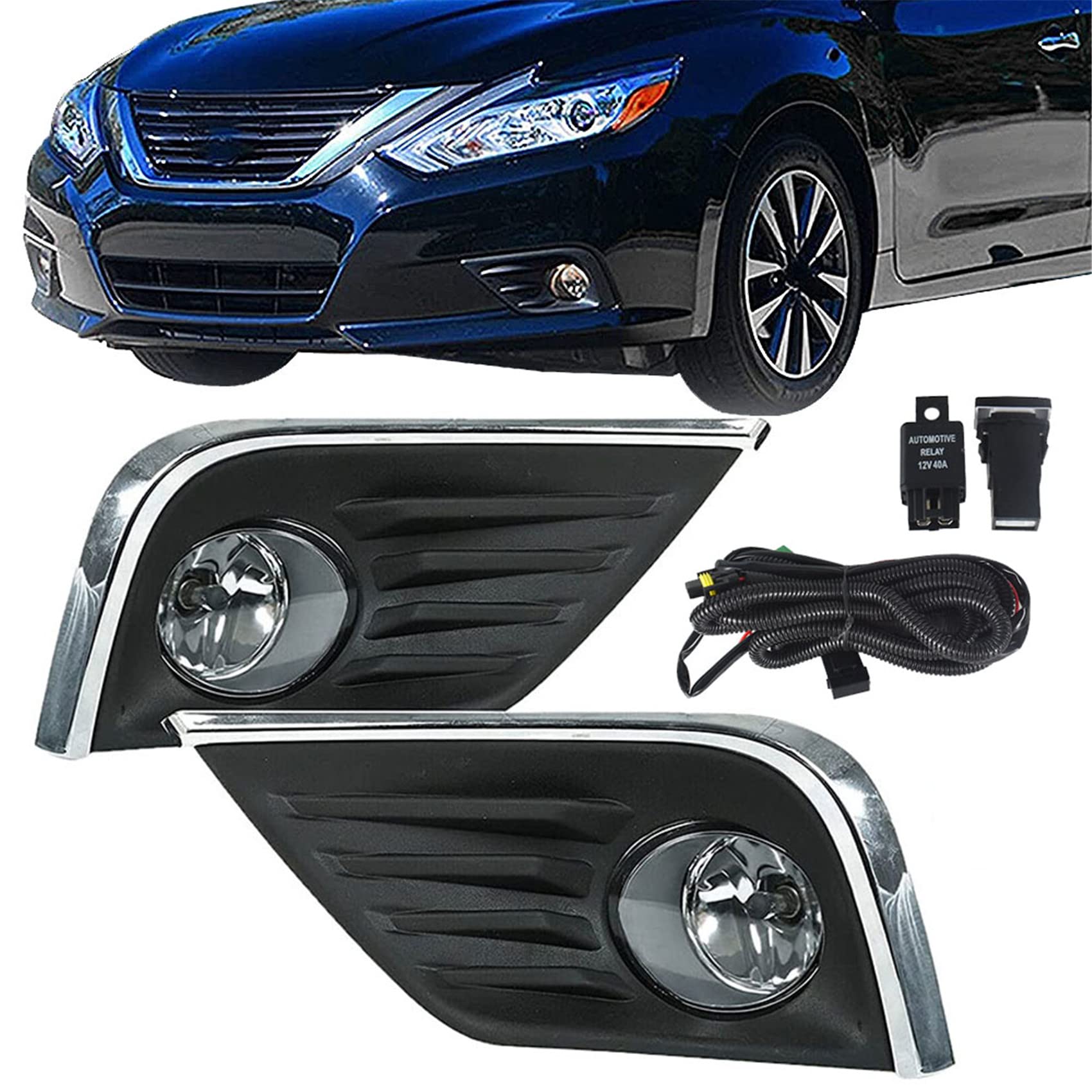 2016-2018 Nissan Altima Fog Light Kit - OEM Replacement Front Bumper Fog Lamps (Driver & Passenger Side) 261508990A - Perfect for Night Driving & Enhanced Visibility in Low Light Conditions