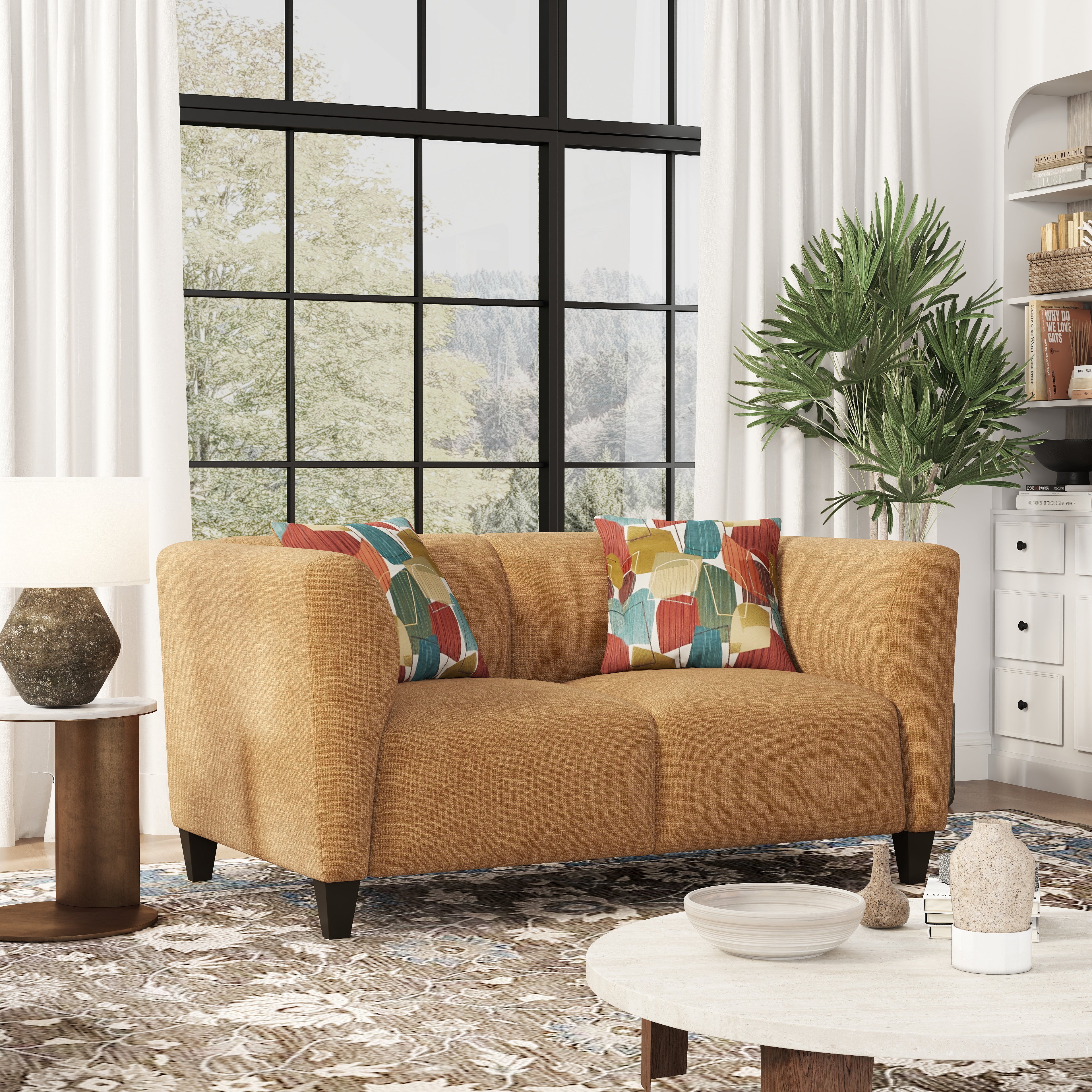 Roundhill Furniture Della Upholstered Sofa and Loveseat Set - Modern Living Room Furniture for Small Spaces | Perfect for Apartments, Condos & Cozy Homes
