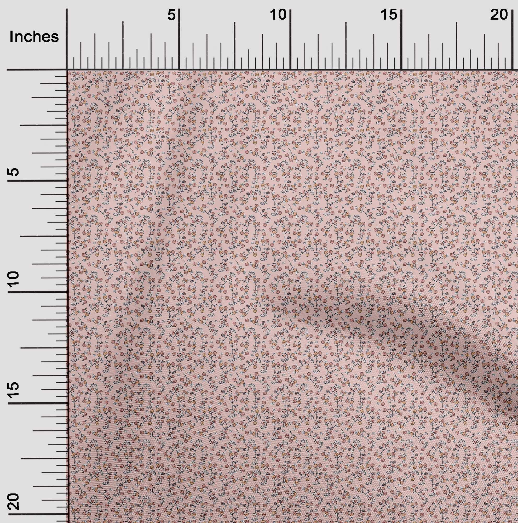 oneOone Cotton Cambric Light Pink Floral Ditsy Print Fabric by The Yard - 56 Inch Wide Soft Dress Material for DIY Clothing, Quilting & Home Decor Projects