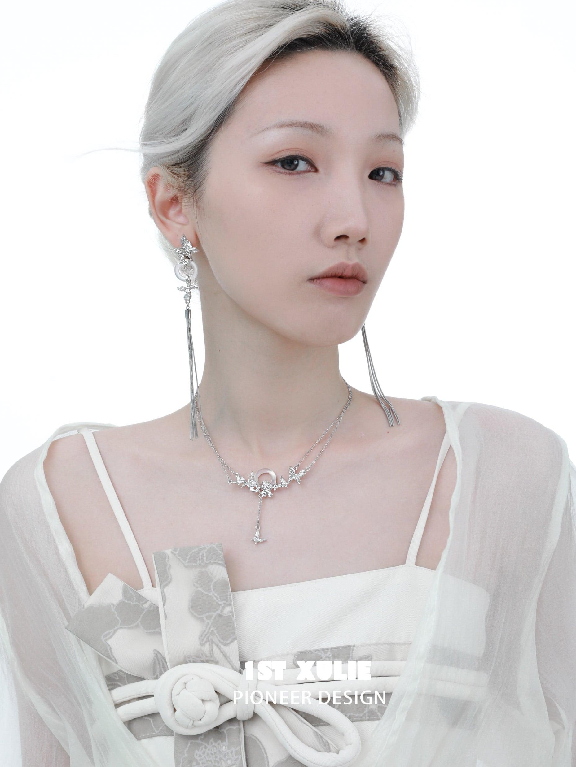 18K Gold Plated White Chalcedony Tassel Earrings for Women - Elegant Dangle Earrings for Party, Wedding & Evening Wear - Whiterfly™ Jewelry Collection