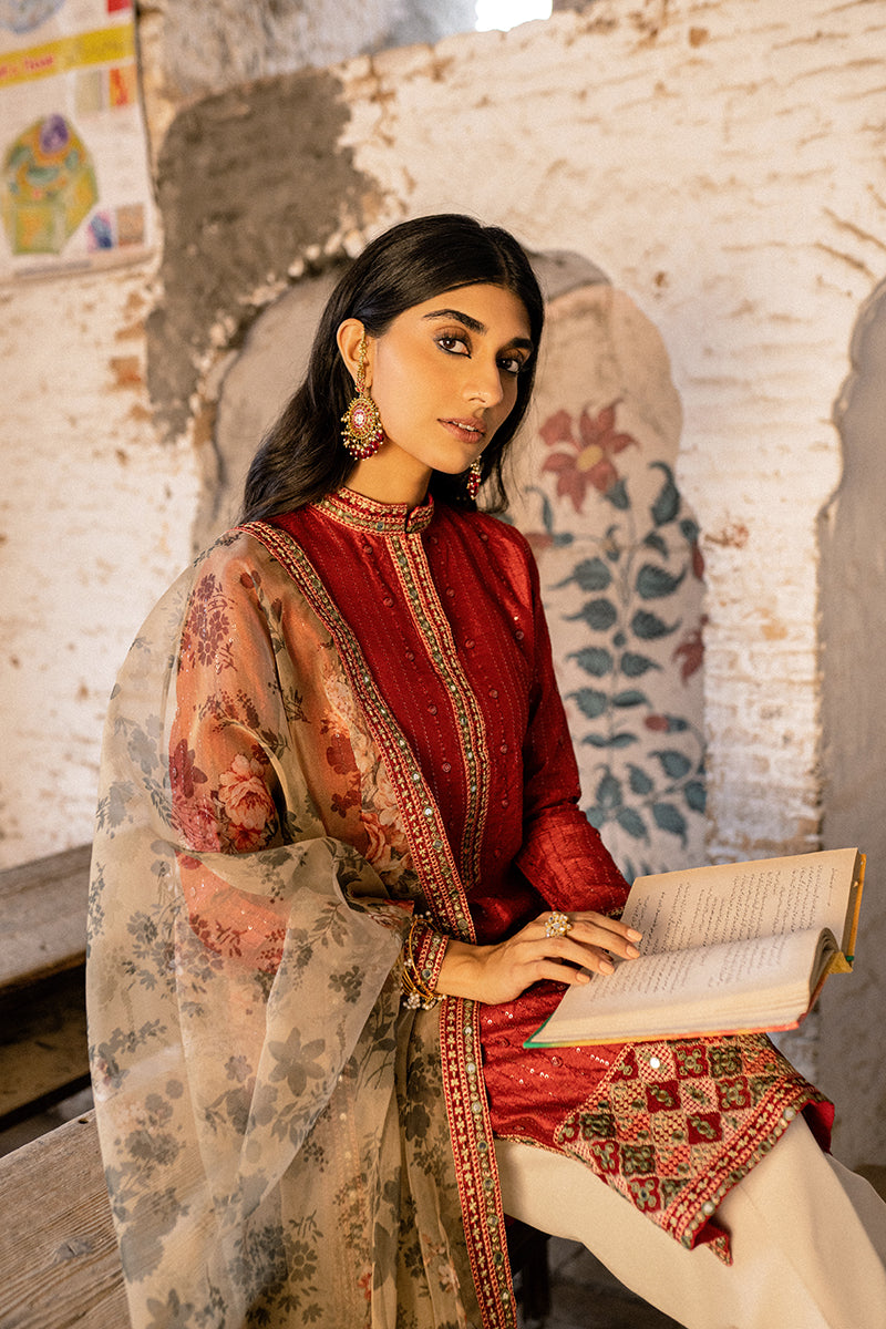 KEHKASHAAN 2PC Women's Ethnic Outfit Set (Embroidered Shirt & Dupatta Scarf) for Festivals, Weddings & Special Occasions