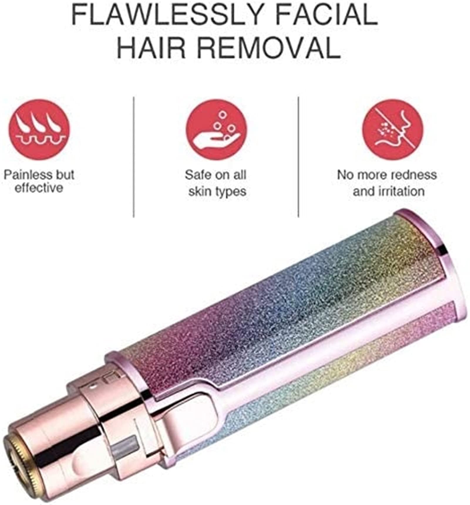 USB Rechargeable Facial Hair Trimmer for Men & Women - Painless Eyebrow, Nose & Ear Hair Clipper - Professional Grooming Kit for Home & Travel Use