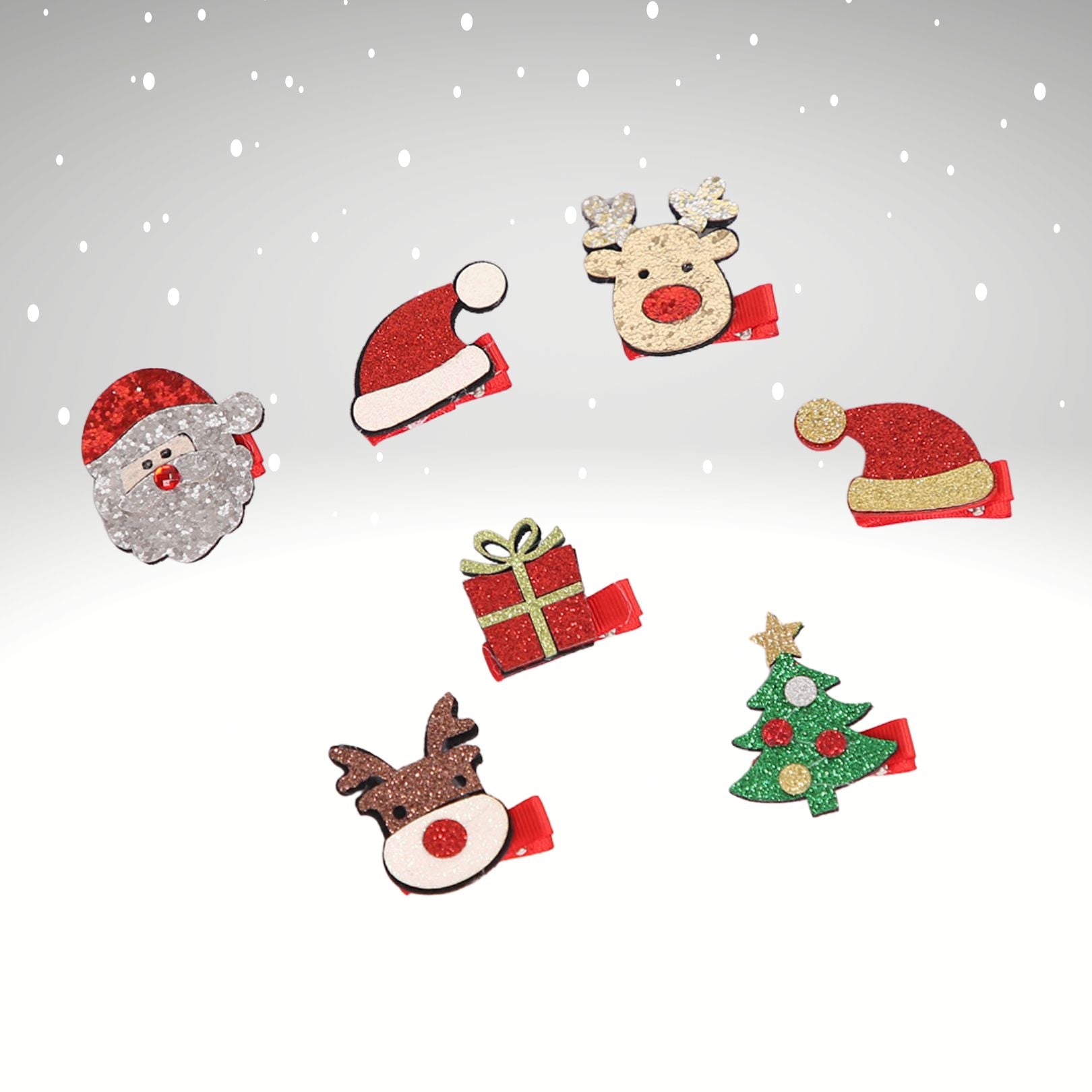 Sparkly Christmas Hair Clips for Girls - Festive Holiday Hair Accessories with Glitter (Perfect for Parties, School Events & Holiday Photos)