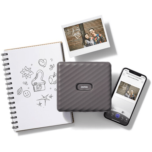 FUJIFILM INSTAX Link Wide Smartphone Printer - Print Photos Instantly from Phone, Wireless Bluetooth, Mocha Gray - Perfect for Travel, Parties & Scrapbooking