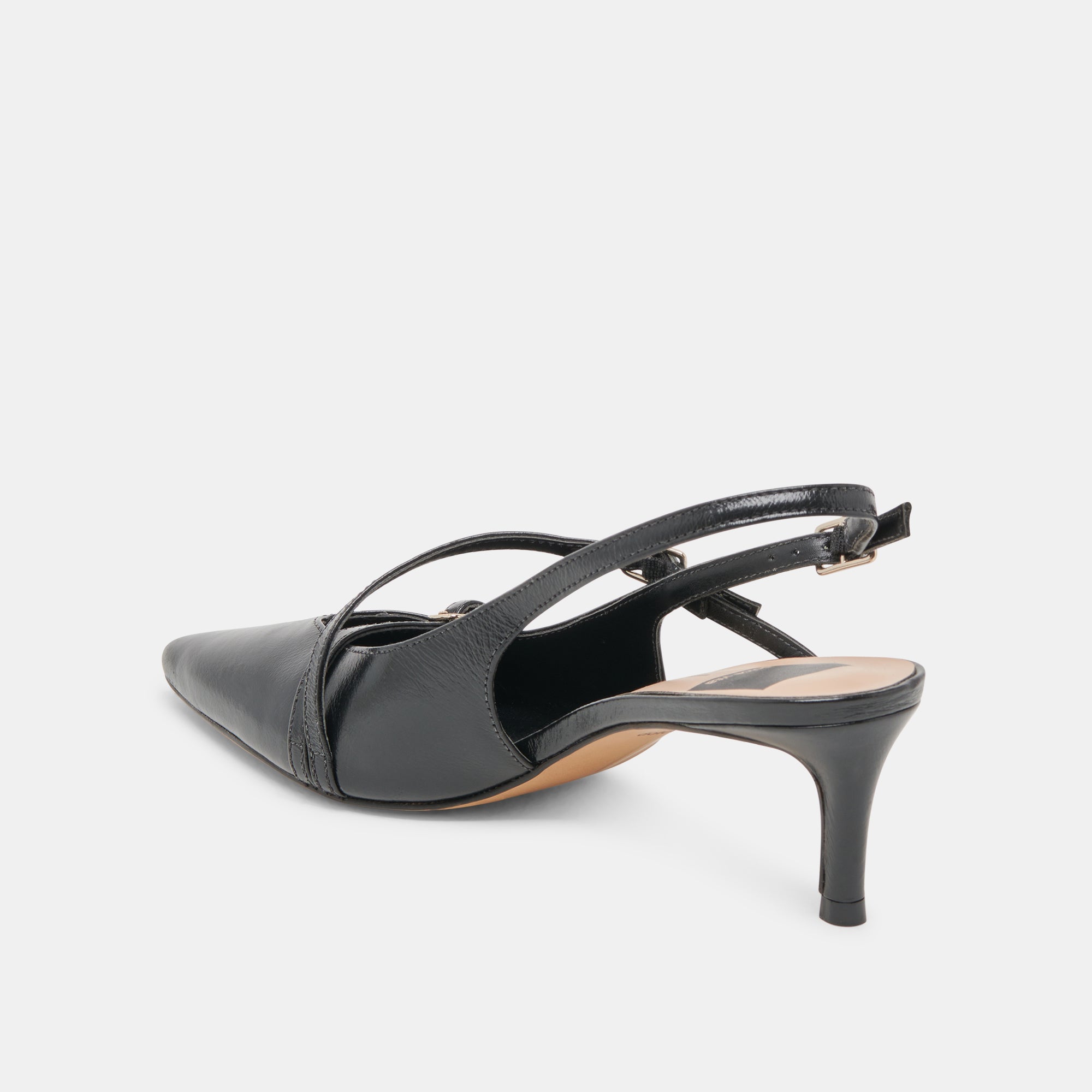 PAMLA Mid Heel Wide Fit Patent Leather Shoes for Women - Stylish & Comfortable Midnight Crinkle Design - Perfect for Office, Parties & Evening Events