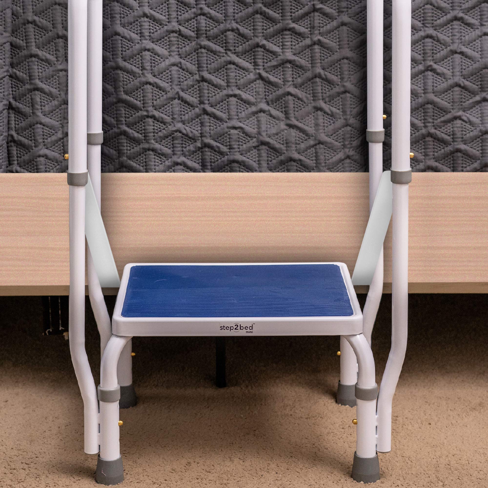 Step2Bed Adjustable Height Mini Step Stool with Handle - Portable Safety Step Stool for Elderly & Seniors with 300 lbs Capacity - Stainless Steel Bedside Assist Rail for Handicap & Mobility Support - Perfect for Bed Access, Bathroom Safety & Home Accessibility Needs