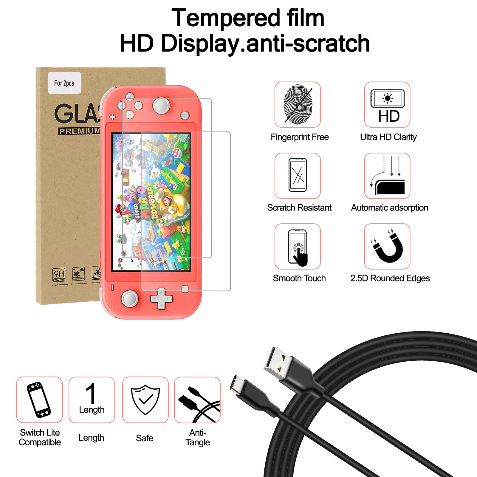 Nintendo Switch Lite Accessories Bundle - Protective TPU Case, Carrying Case, Screen Protector, Charging Dock, Playstand, Game Case, USB Cable, Stylus & Thumb Grips | Perfect for Travel, Gaming On-The-Go & Home Entertainment
