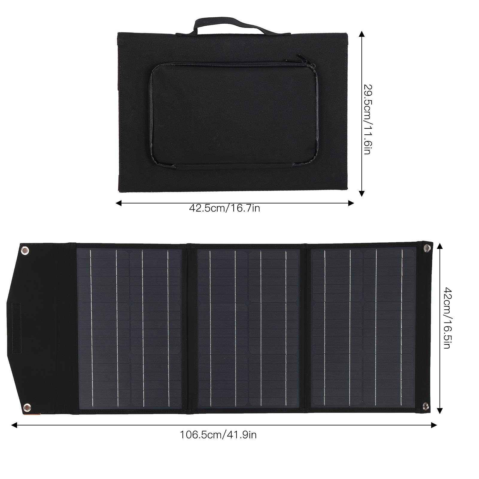 60W Foldable Monocrystalline Solar Panel Charger - Portable Solar Charging Bag for Hiking, Camping & Outdoor Adventures - Power Your Devices Anywhere