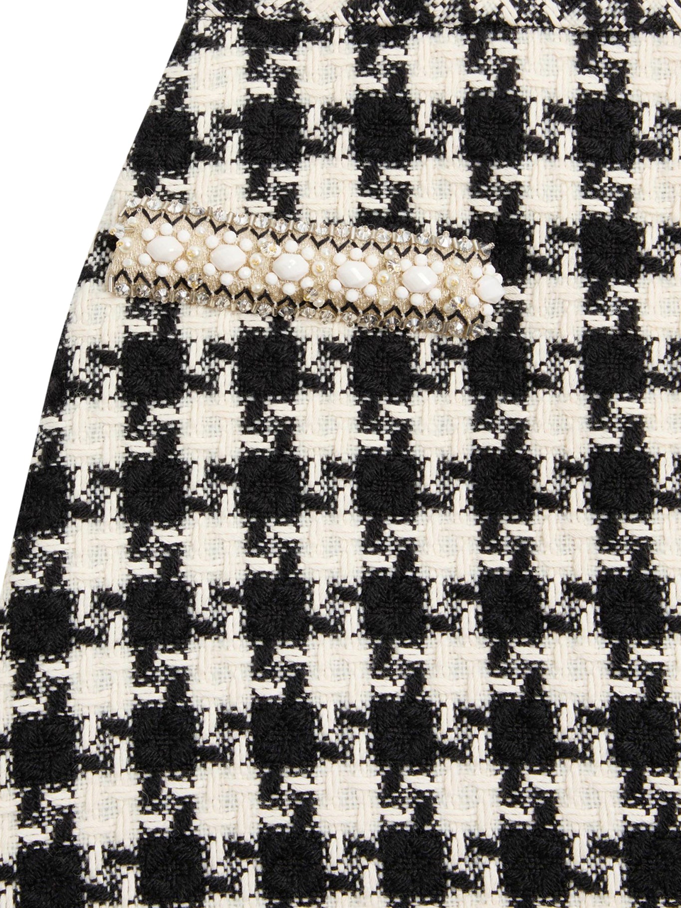 Stylish Embroidered Damier Light Tweed Skirt for Women - Perfect for Office Wear, Cocktail Parties & Spring Outfits
