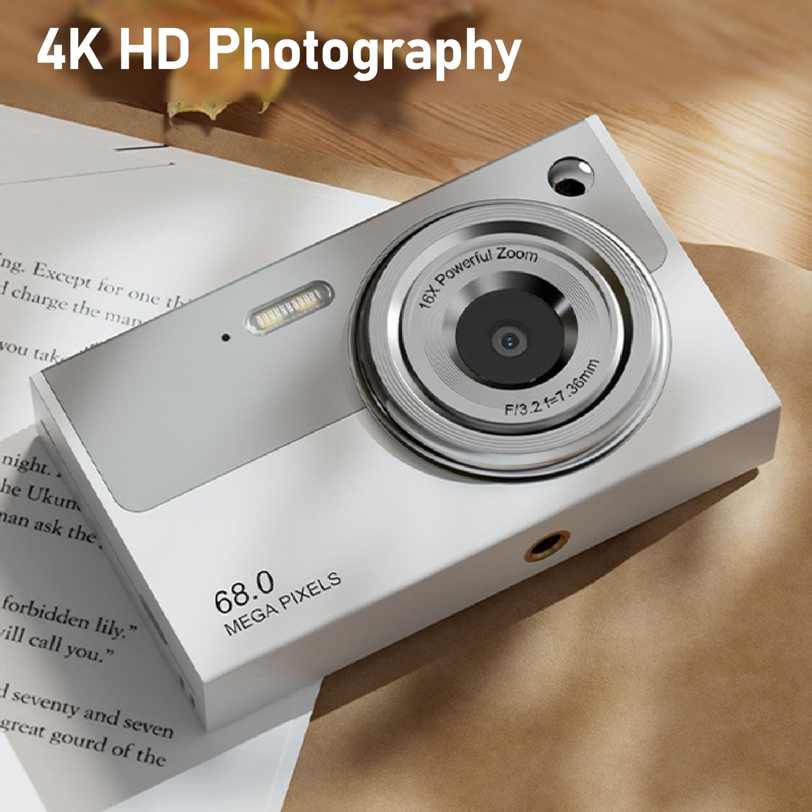 4K 68MP Digital Camera with Autofocus & 16X Zoom - Vlogging Camera for YouTube, Travel Photography - Includes 32GB SD Card - Compact Point and Shoot Camera for Beginners (Perfect for Travel, Vlogging & Family Events)