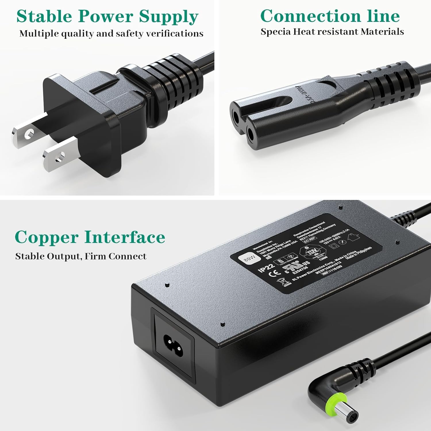 80W 12V 6.67A AC Power Adapter for Philips DreamStation DS500 DS700 ST25 ST30 & DreamStation 2 Auto CPAP Machine - Replacement for Philips Ref 1144267 MEA080A12C 1118499 1005894 (7.4mm x 5.0mm) - Perfect for Home, Travel & Medical Use