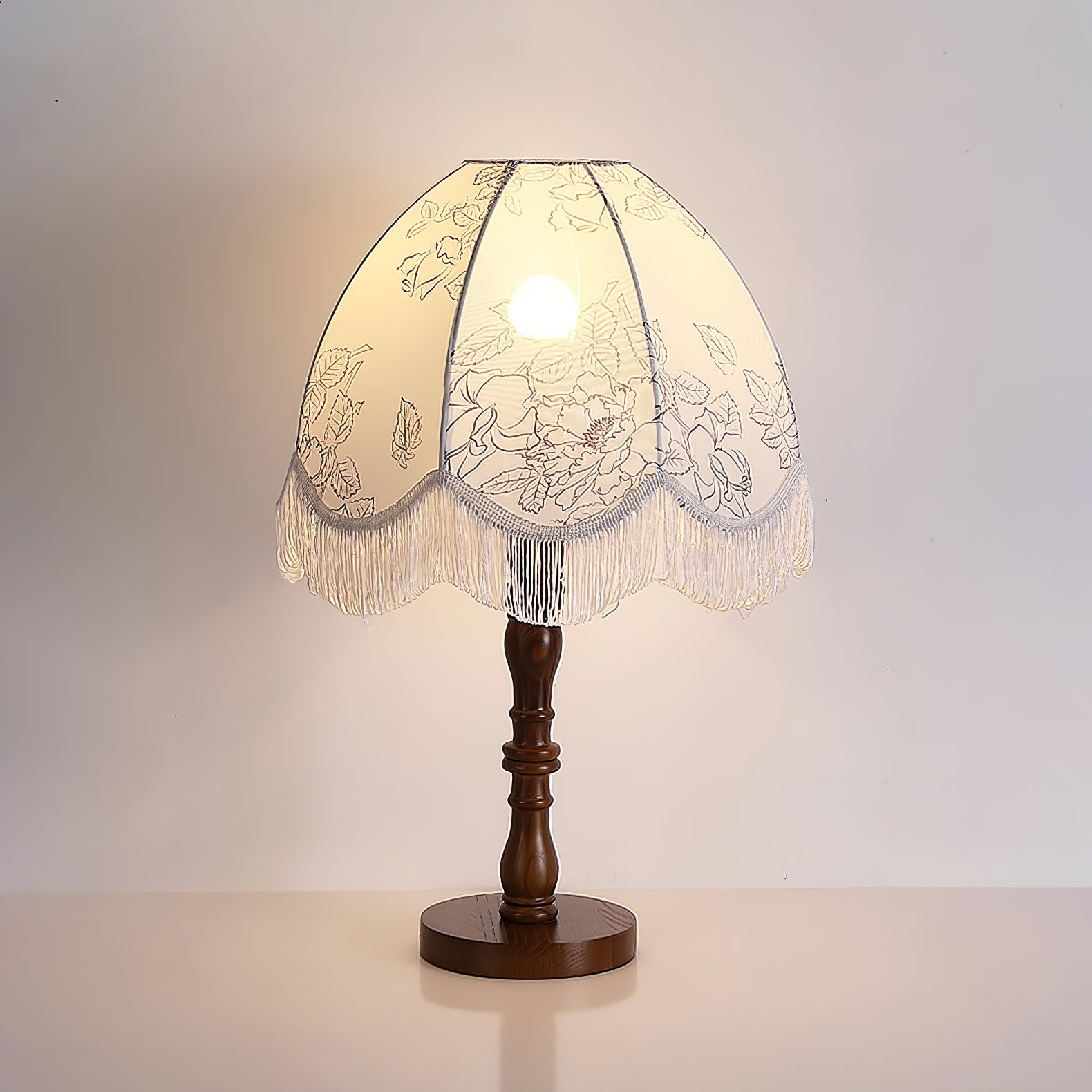 Stylish Printed Tassel Table Lamp - Elegant Home Decor for Bedroom, Living Room & Office - Perfect Nightstand Lighting for Cozy Ambience