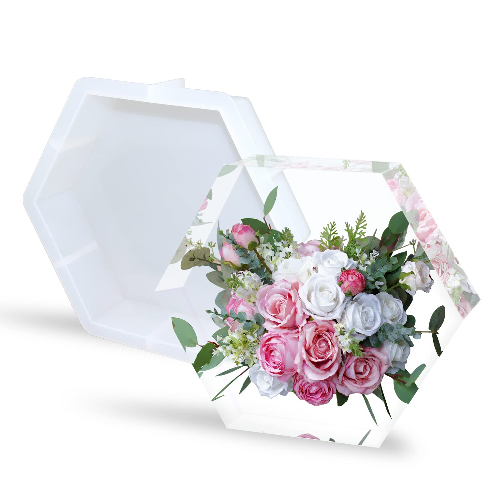 9 Inch Large Silicone Hexagon Resin Molds for DIY Epoxy Casting - Perfect for Resin Art, Flower Preservation, Wedding & Anniversary Gifts (Valentine's Day Crafting, Home Decor Projects)