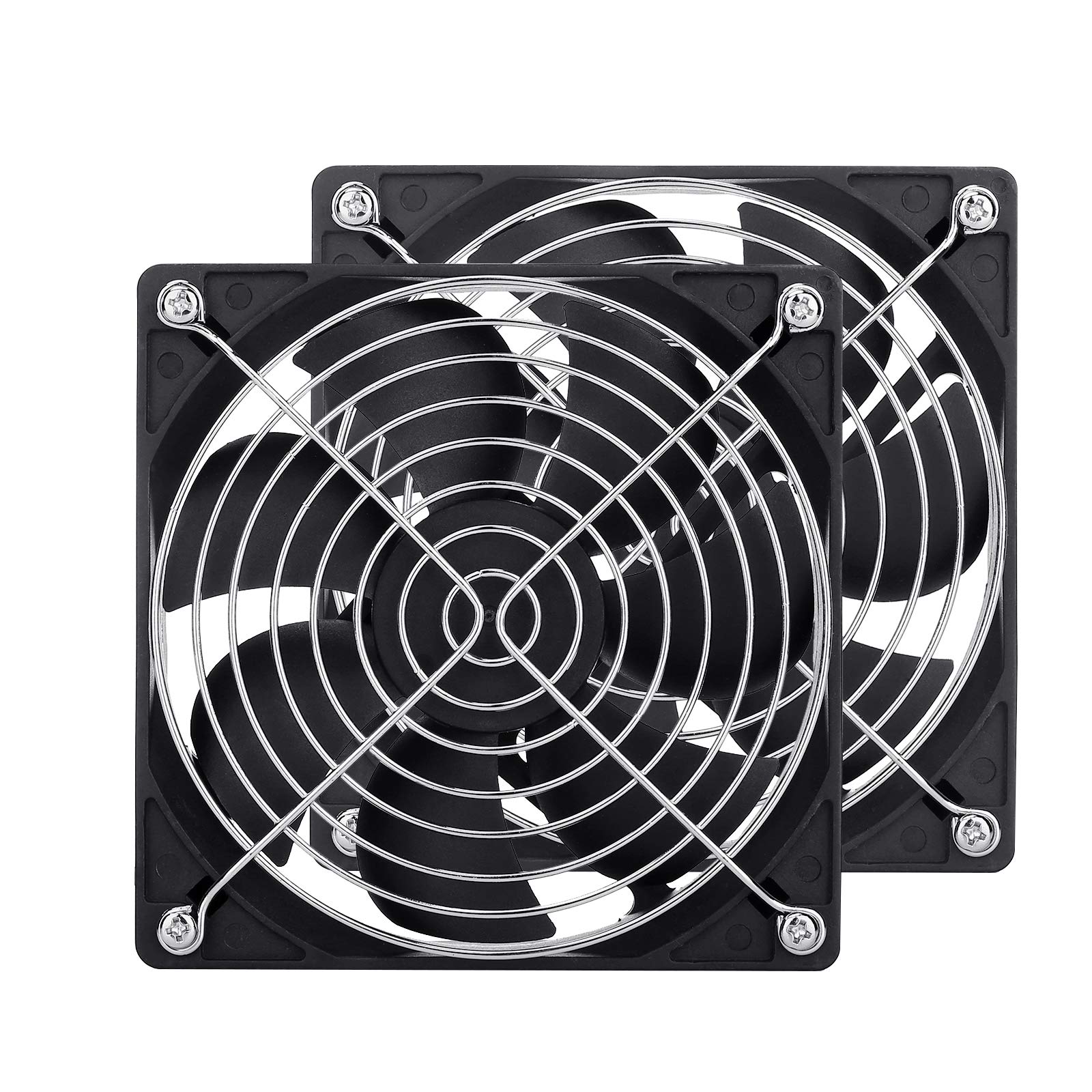 2-Pack 120mm DC 12V Computer Cooling Fan - High Performance 120x120x25mm 2-Pin Case Fan for PC, CPU, Gaming Rig & Electronics Cooling