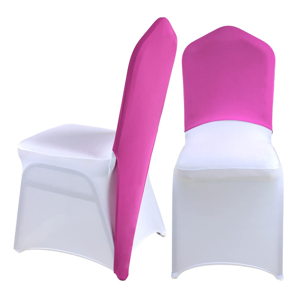 Fuchsia Chair Cap Covers - 20pcs Chair Hood Sash & Hat Bands for Wedding, Banquet, and Party Decorations
