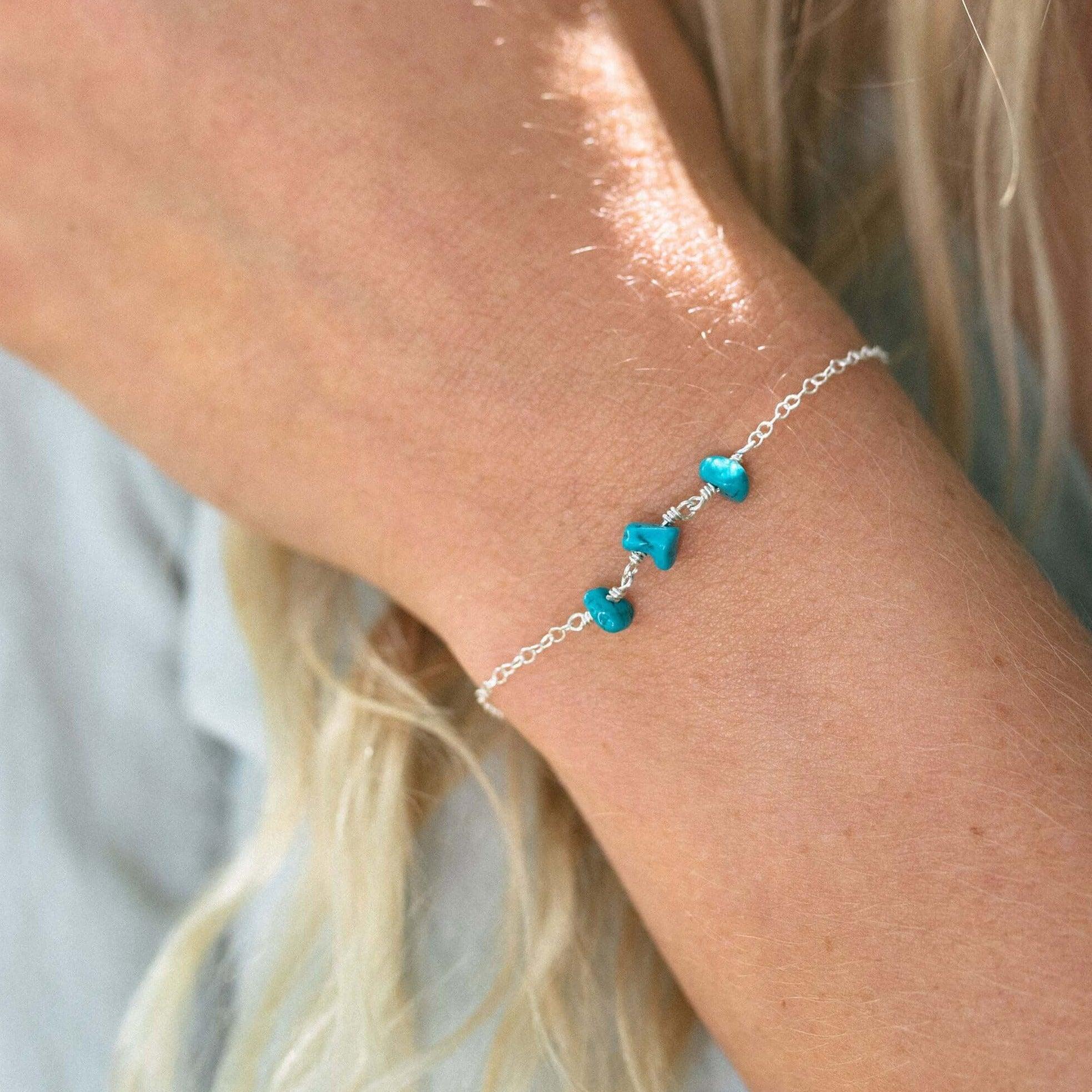 Turquoise Beaded Chain Bracelet for Women - Handmade Boho Chic Jewelry - Perfect for Casual Wear, Parties & Gifts