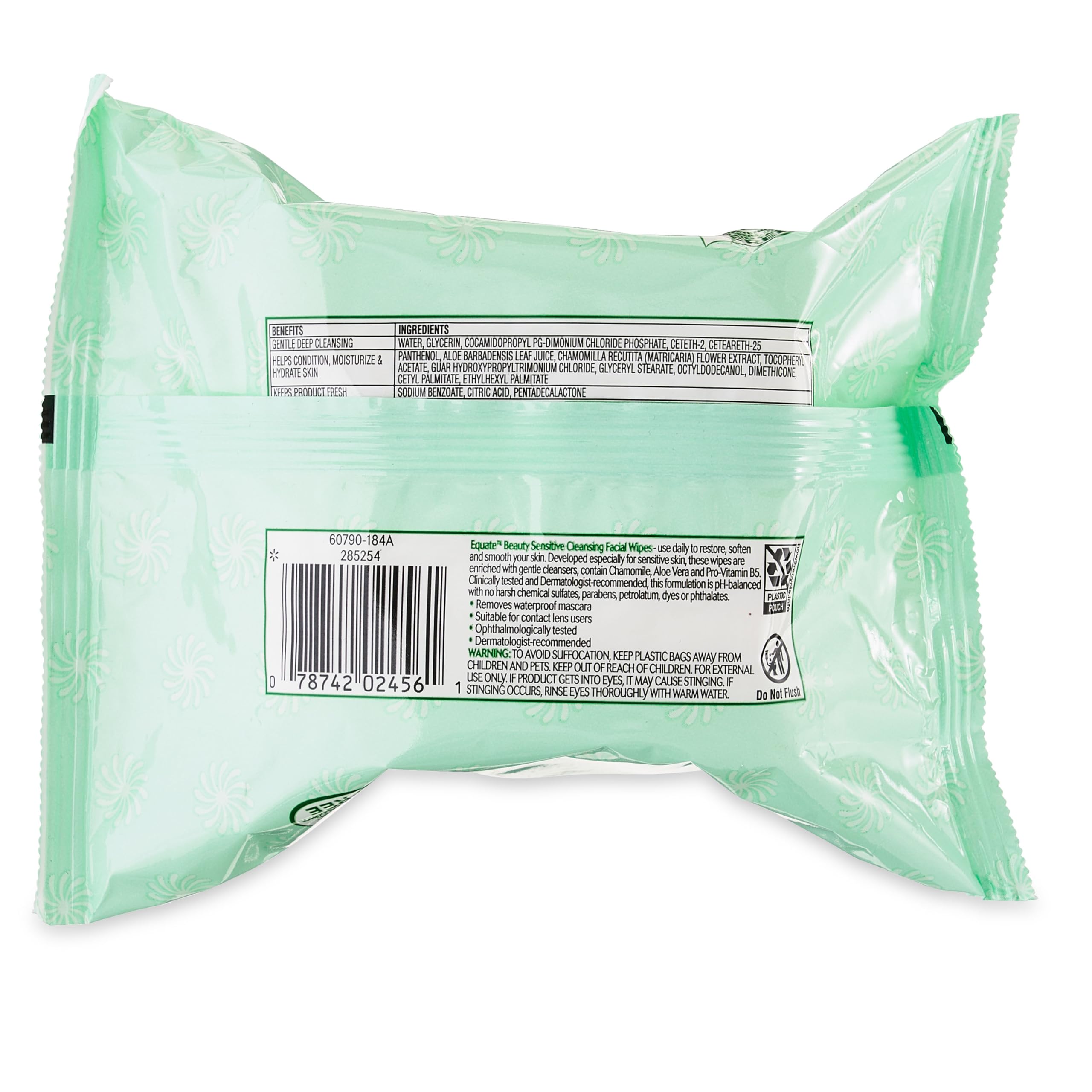 Equate Sensitive Cleansing Facial Wipes - 40 Count, Hypoallergenic & Alcohol-Free | Perfect for Travel, Gym & On-The-Go Skincare
